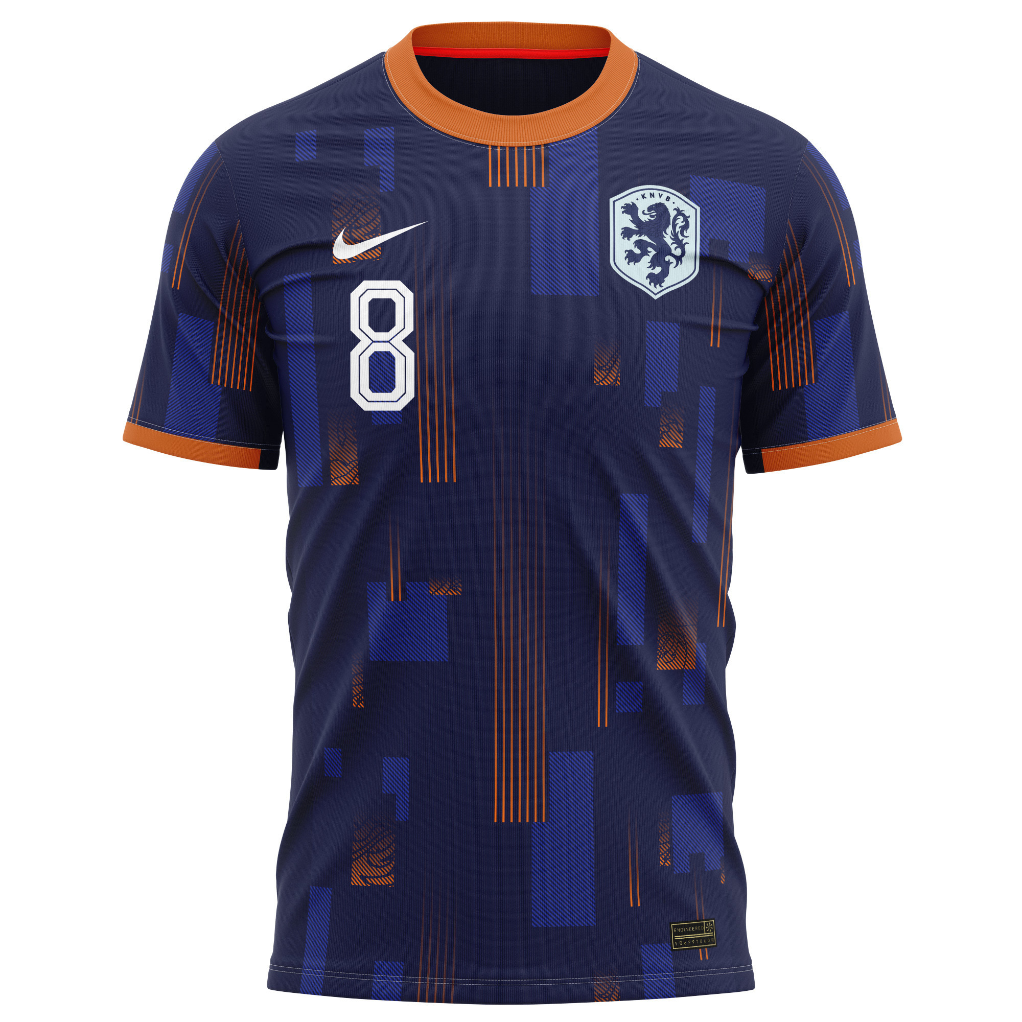 Georginio Wijnaldum 8 Netherlands National Team 2024 Away Kits AOP T-shirt - Navy
