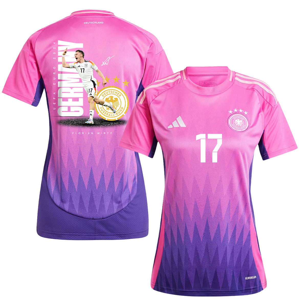 Florian Wirtz 17 Signed Game-changer Germany National Team 2024 Away WOMEN Jersey - Purple