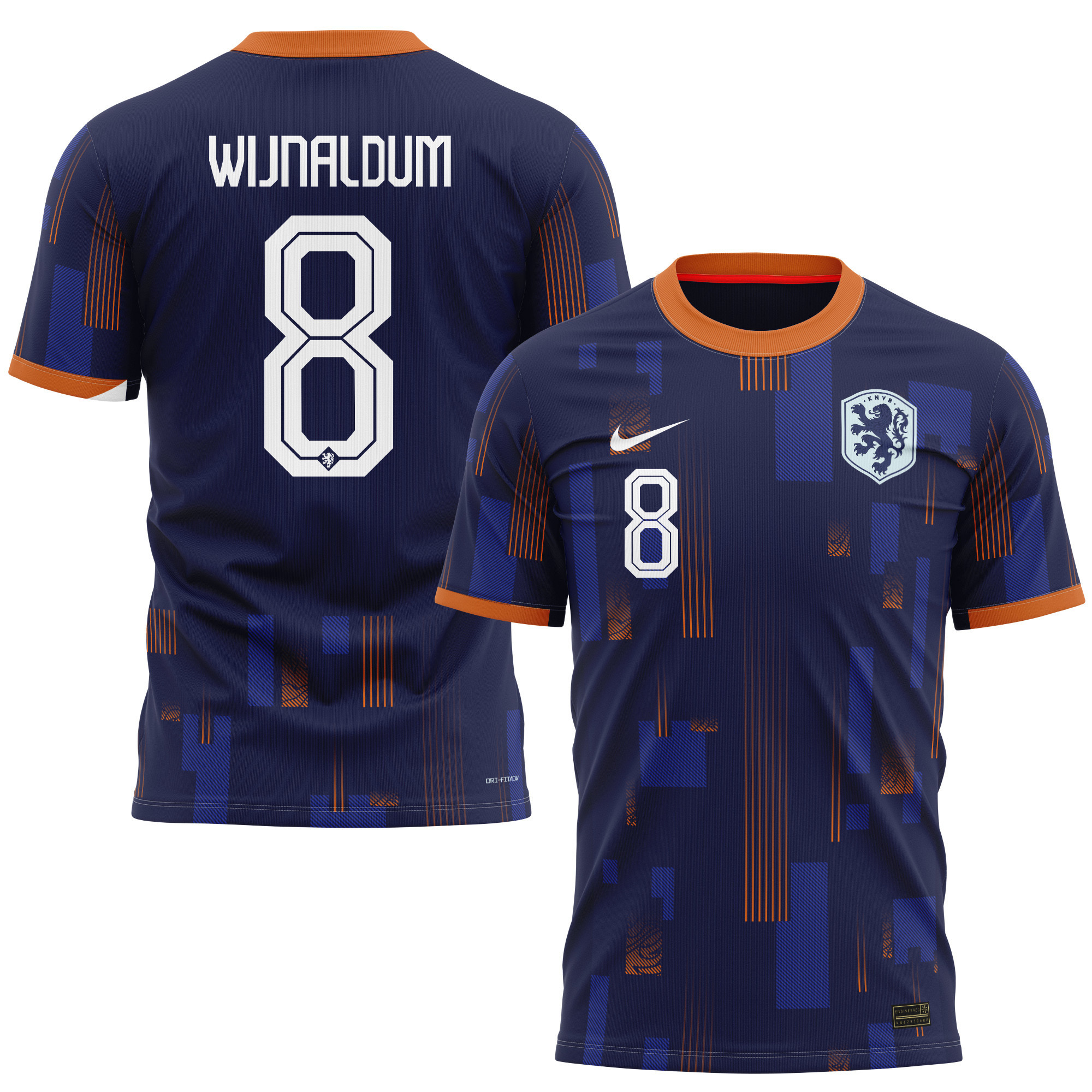 Georginio Wijnaldum 8 Netherlands National Team 2024 Away Kits AOP T-shirt - Navy