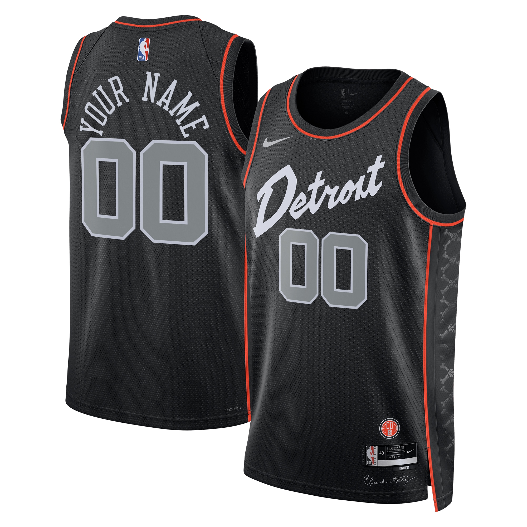Detroit Pistons  Unisex 2023\/24 Custom Swingman Jersey - Black - City Edition