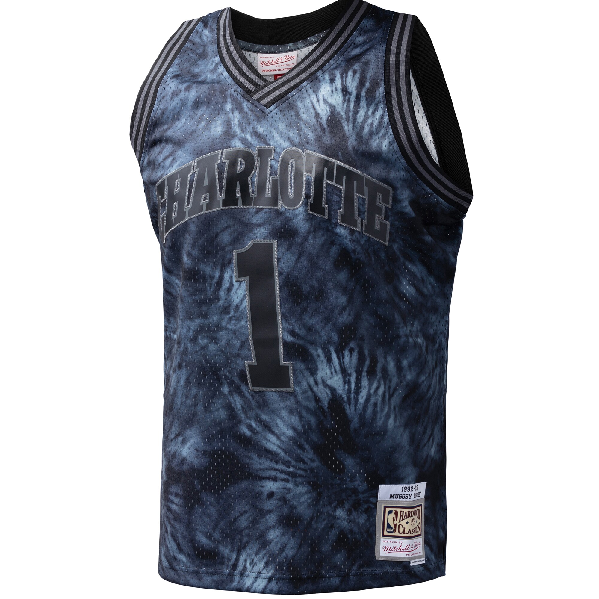 Muggsy Bogues Charlotte Hornets Mitchell & Ness Hardwood Classics 1992\/93 Tie-Dye Swingman Jersey - Black