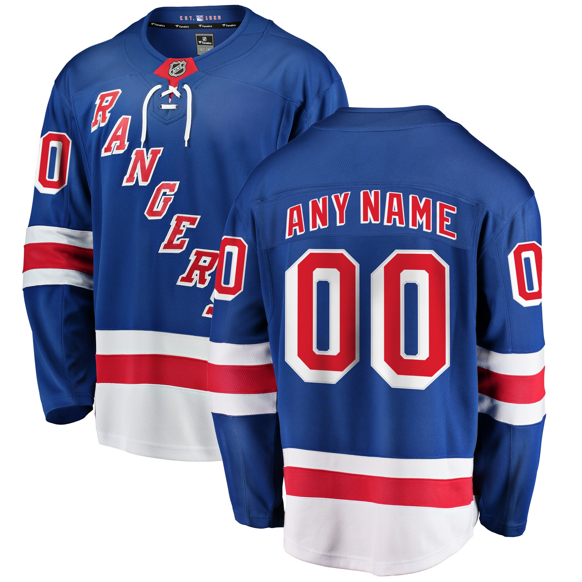 New York Rangers Fanatics Home Breakaway Custom Jersey - Blue