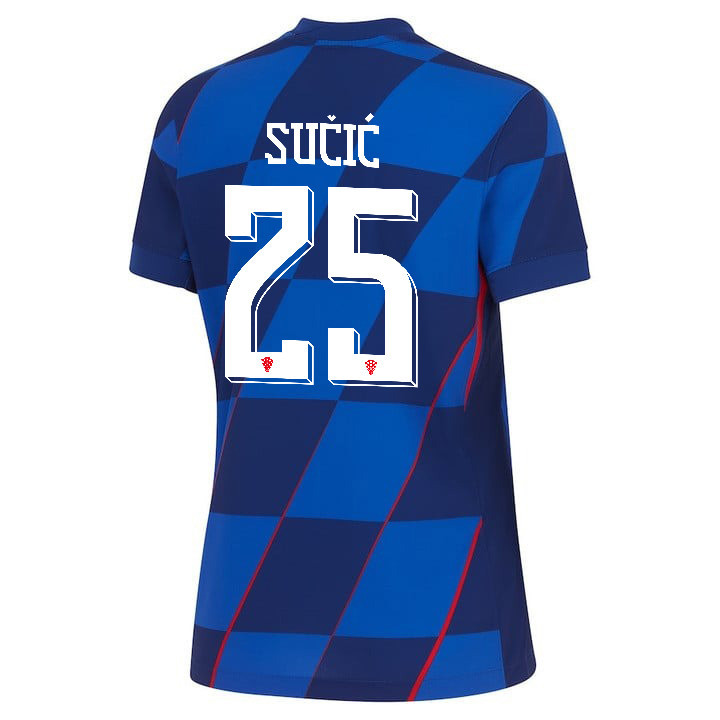 Luka Sučić 25 Croatia National Team 2024 Away WOMEN Jersey - Blue