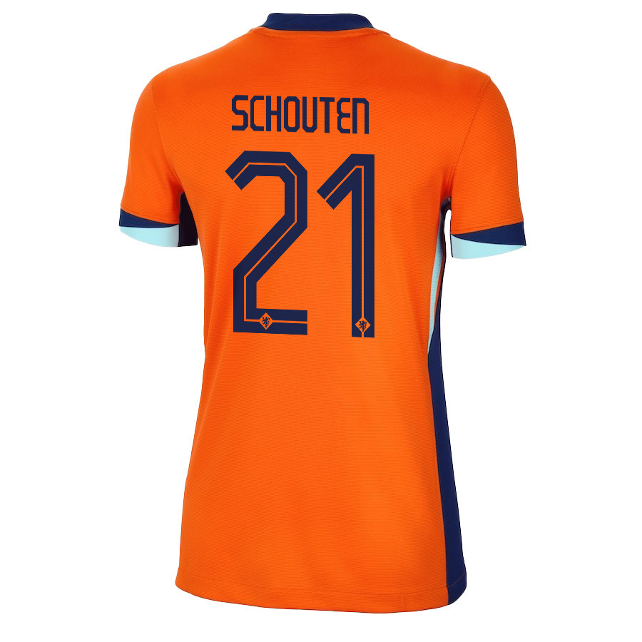 Jerdy Schouten 21 Netherlands National Team 2024/25 Home WOMEN Jersey - Orange