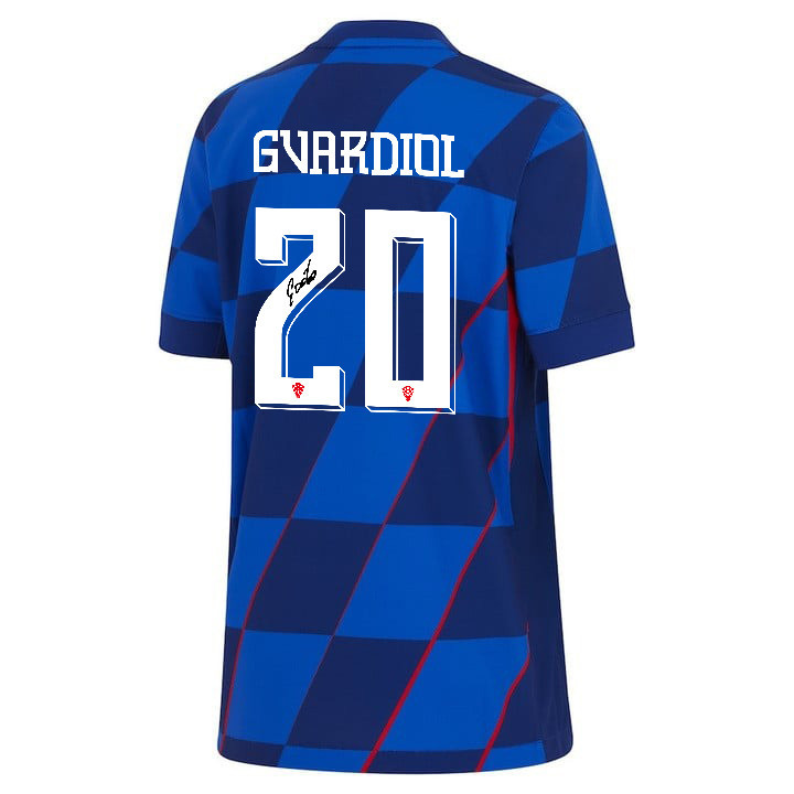 Joško Gvardiol 20 Signed Croatia National Team 2024 Away YOUTH Jersey Autographed - Navy