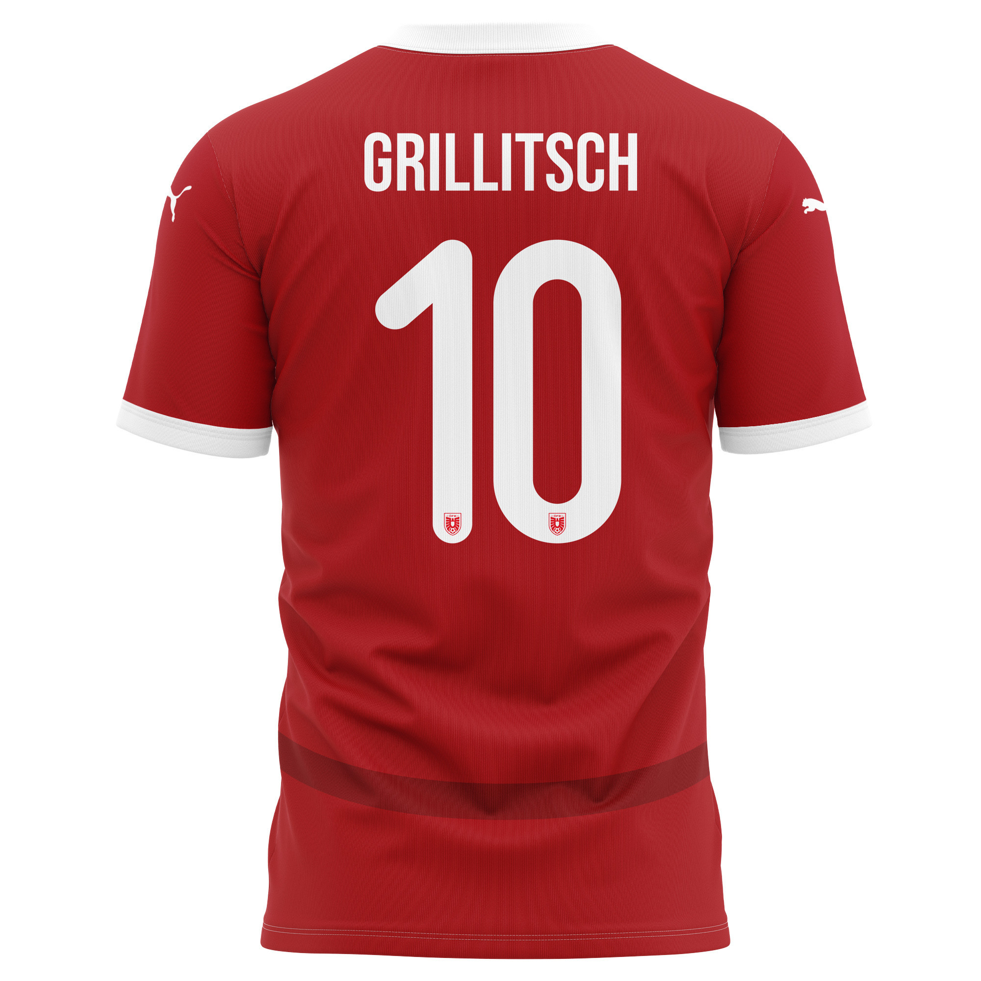 Florian Grillitsch 10 Austria National Team 2024/25 Home Kits AOP T-shirt - Red