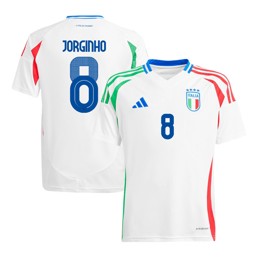 Jorginho 8 Italy National Team 2024/25 Away YOUTH Jersey - White