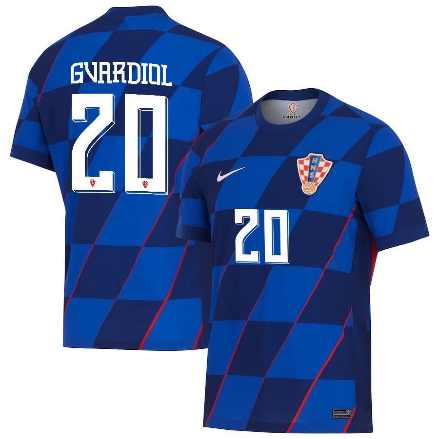 Joško Gvardiol 20 Croatia National Team 2024 Away Men Jersey - Blue