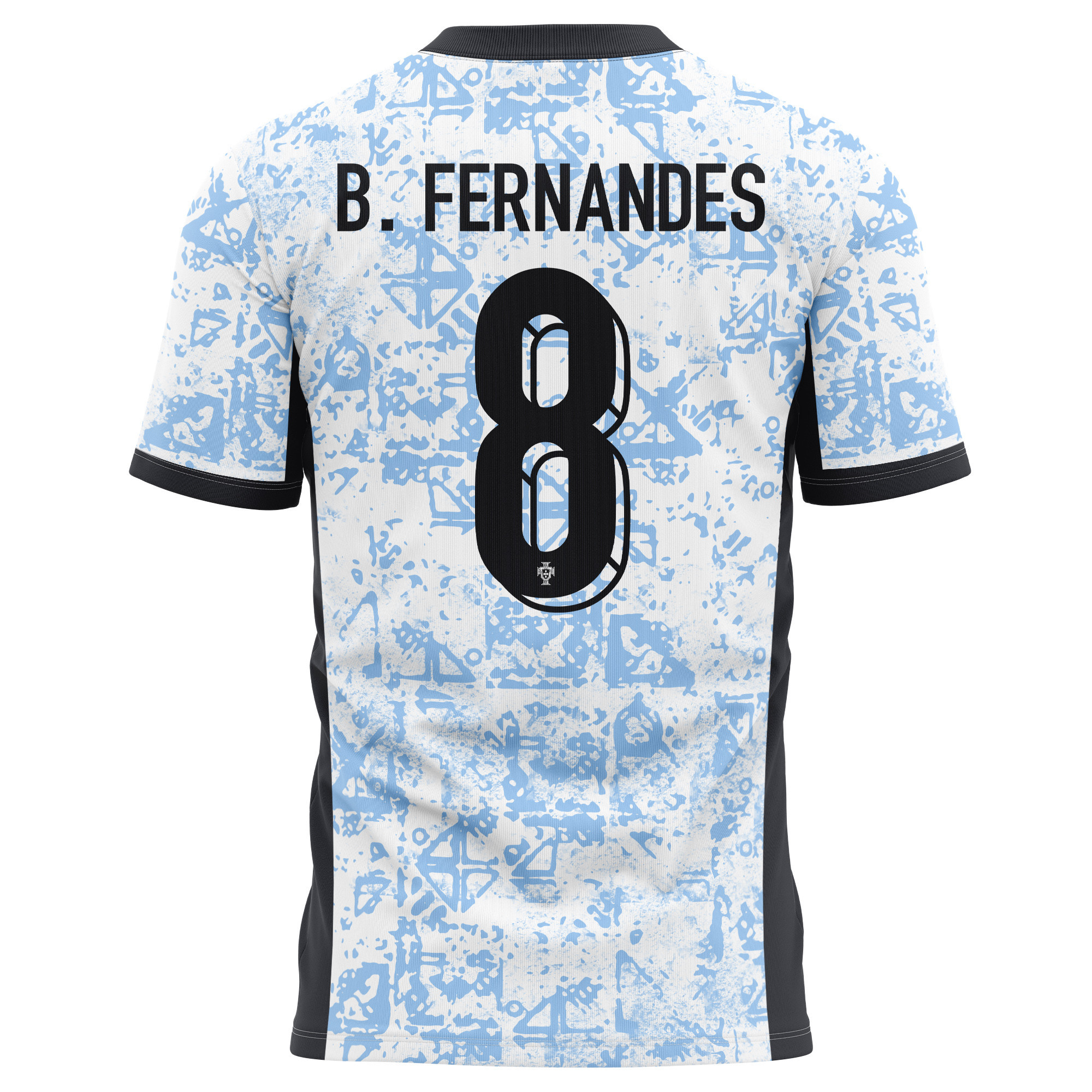 Bruno Fernandes 8 Portugal National Team 2024/25 Away Kits AOP T-shirt - Cream/Blue