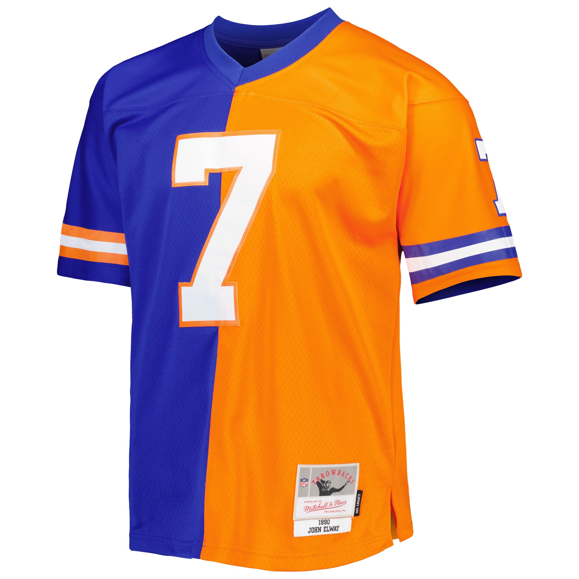John Elway Denver Broncos Mitchell & Ness 1990 Split Legacy Replica Jersey - Royal\/Orange