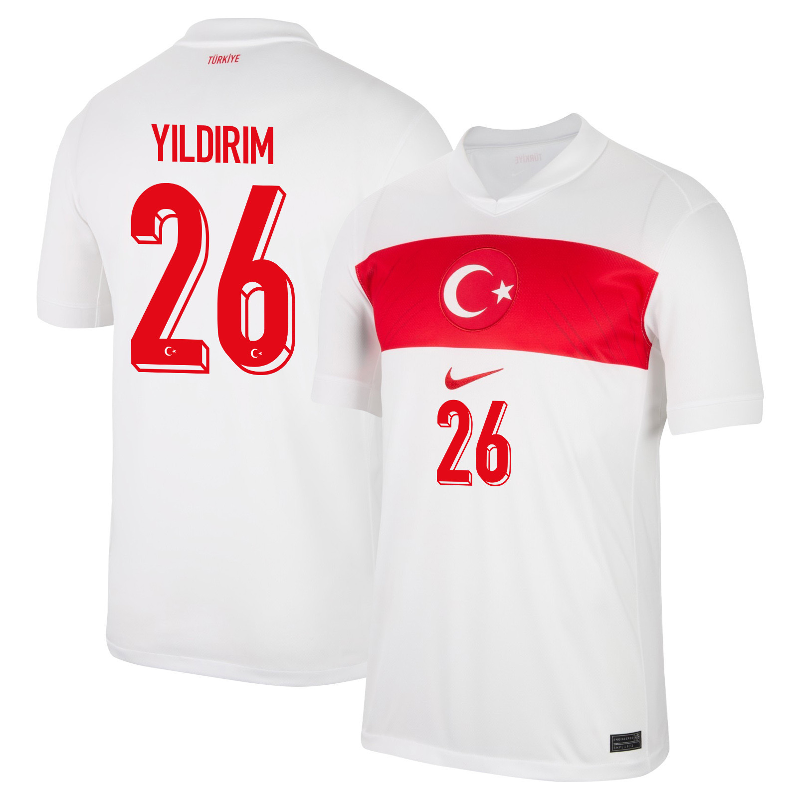 Bertuğ Yıldırım 26 Turkey National Team 2024 Home Stadium Men Jersey - White