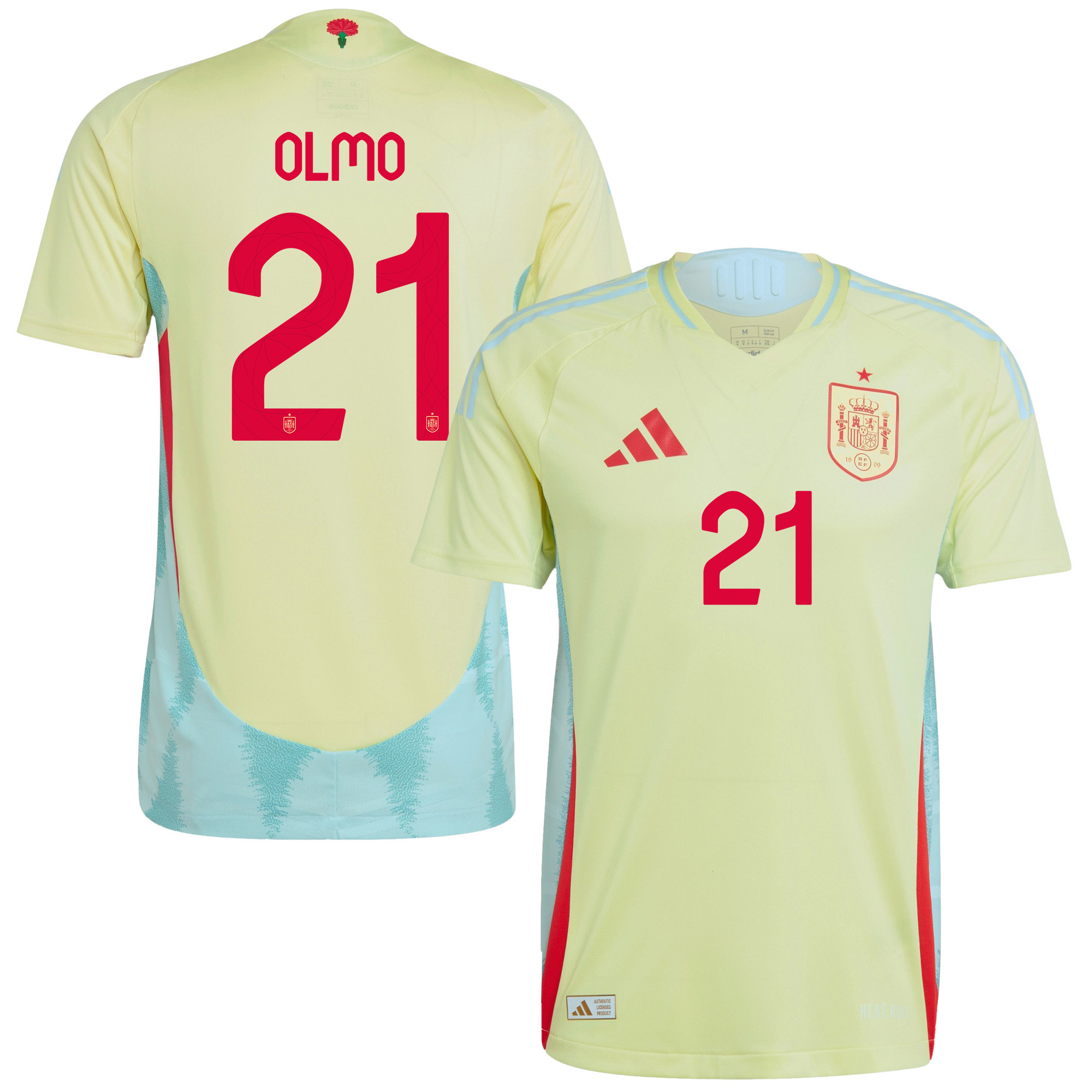 Dani Olmo 21 Spain National Team 2024 Away Men Jersey - Yellow