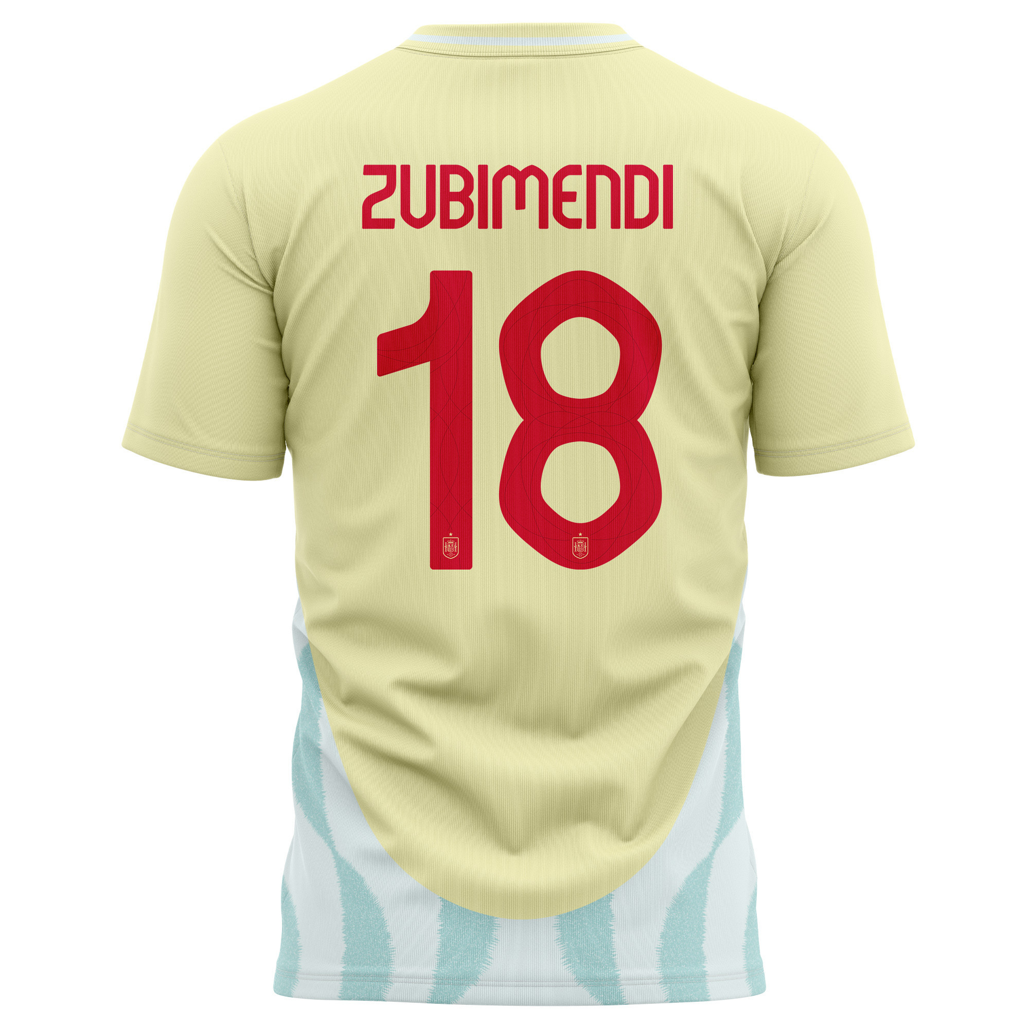 Martin Zubimendi 18 Spain National Team 2024 Away Kits AOP T-shirt - Yellow