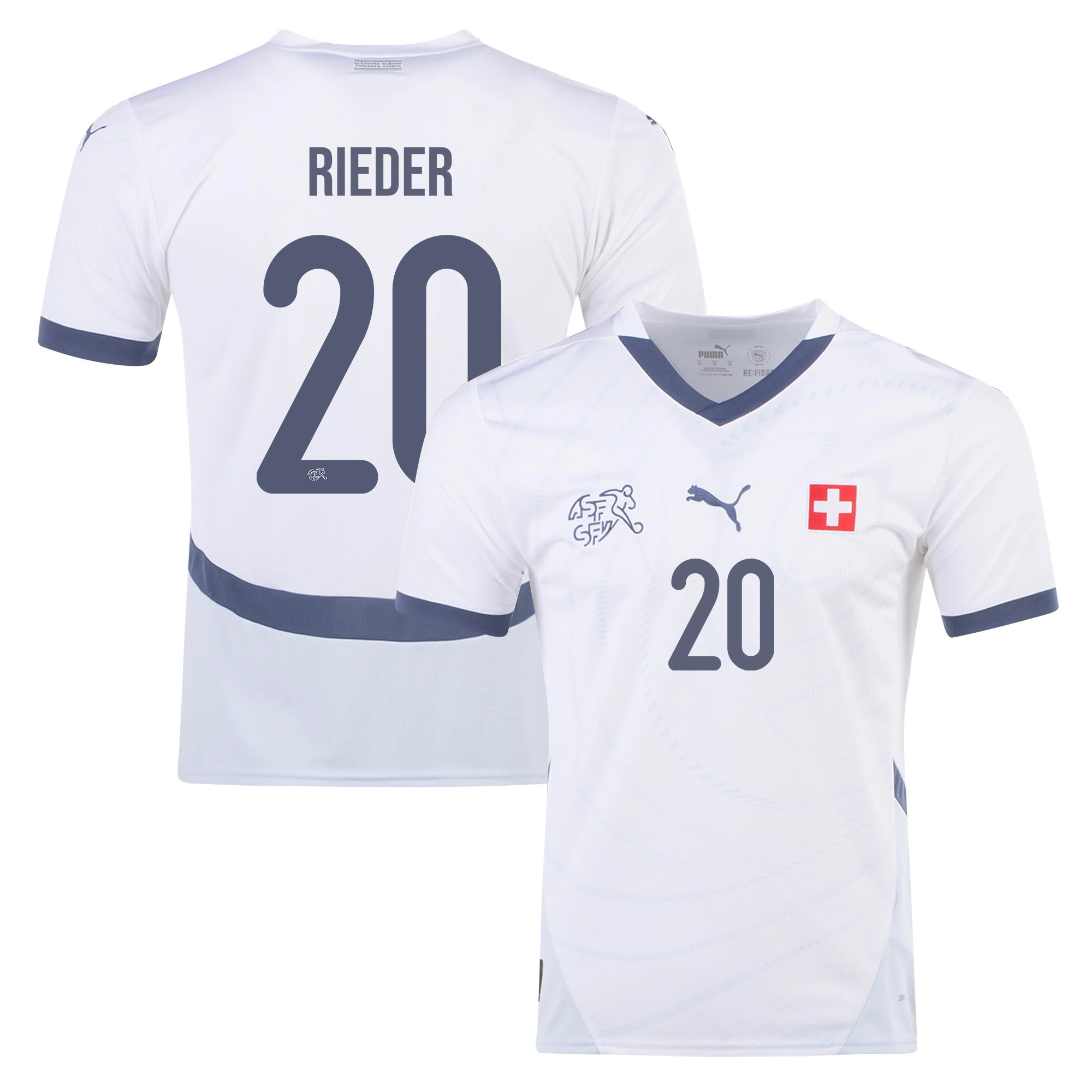 Fabian Rieder 20 Switzerland National Team 2024/25 Away Men Jersey - White