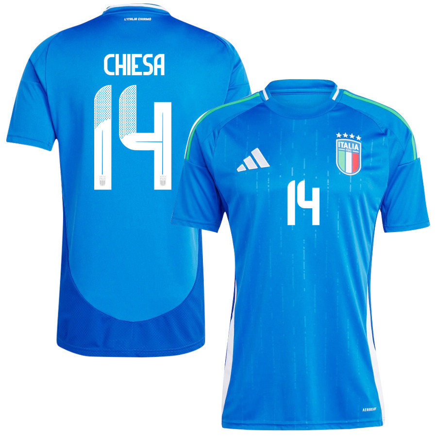 Federico Chiesa 14 Italy National Team 2024/25 Home Men Jersey - Blue