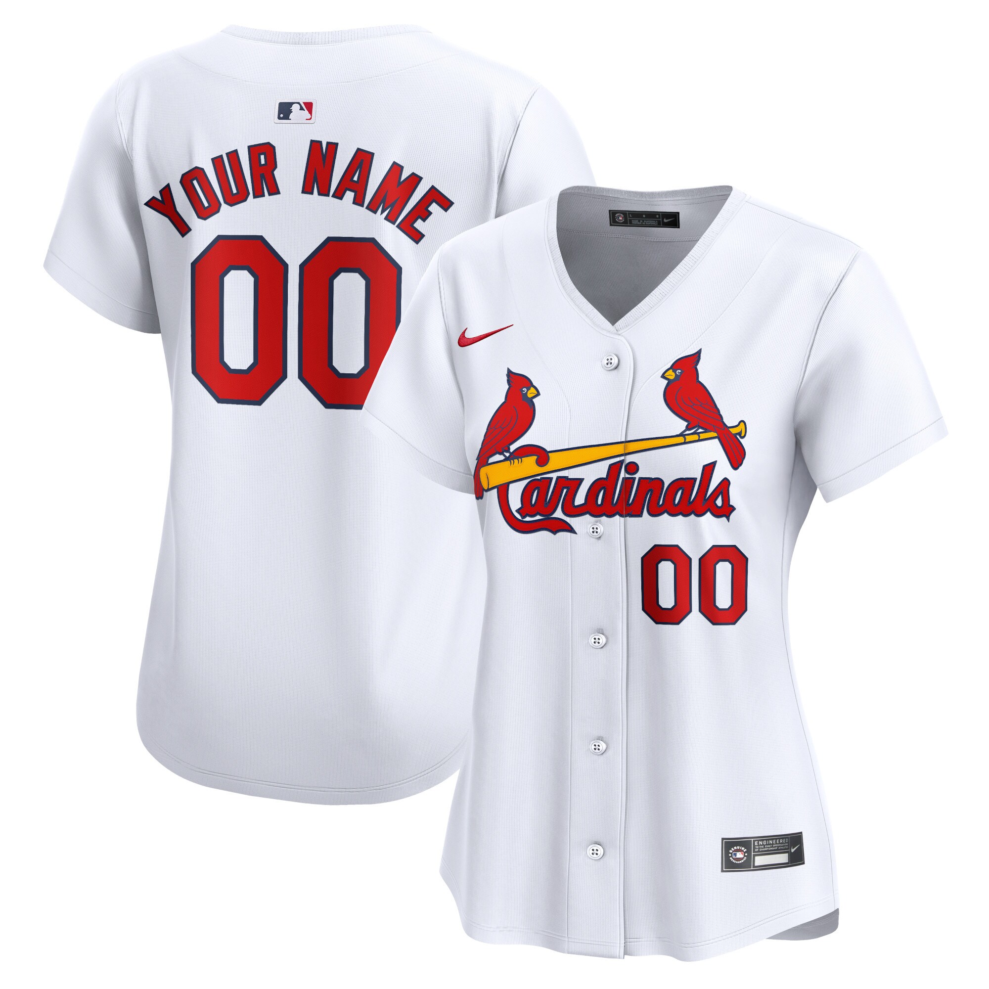 St. Louis Cardinals  Women's Home Limited Custom Jersey - White