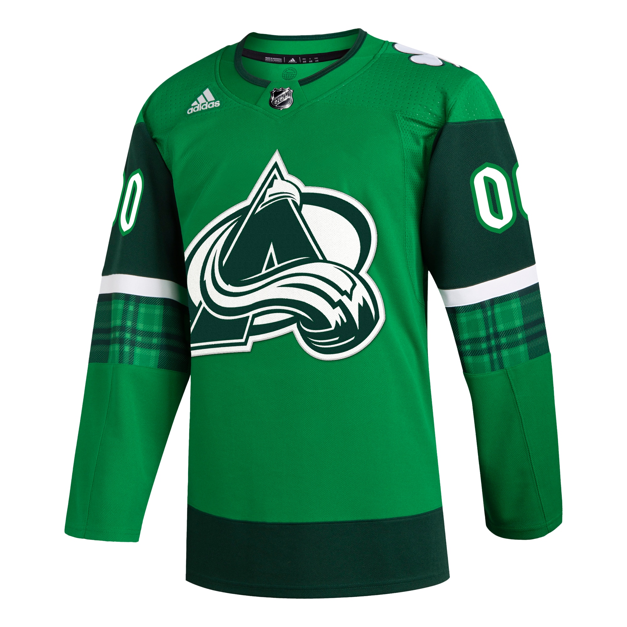 Colorado Avalanche adidas St. Patrick's Day Authentic Custom Jersey - Kelly Green