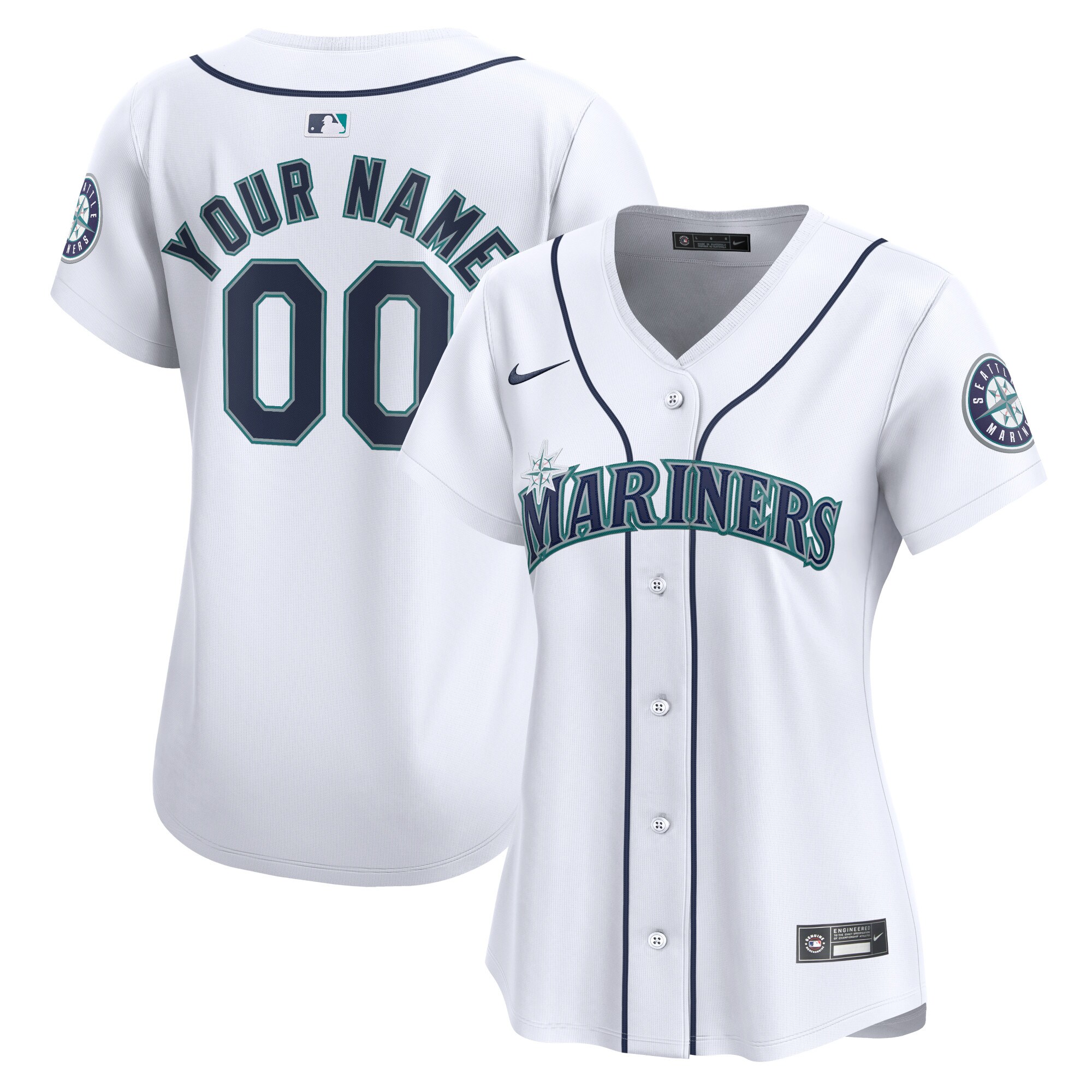 Seattle Mariners  Women's Home Limited Custom Jersey - White