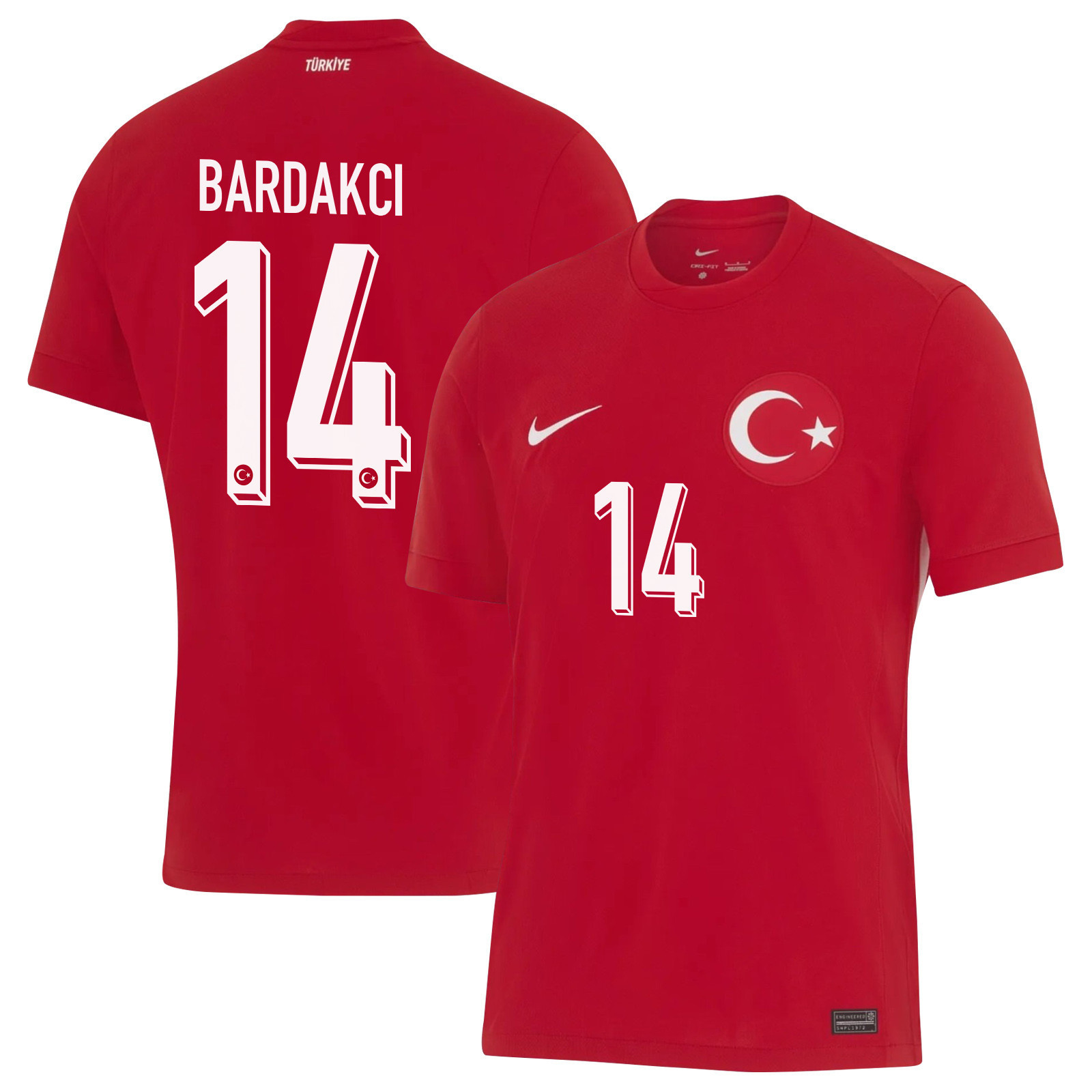 Abdülkerim Bardakcı 14 Turkey National Team 2024 Away Stadium Men Jersey - Red