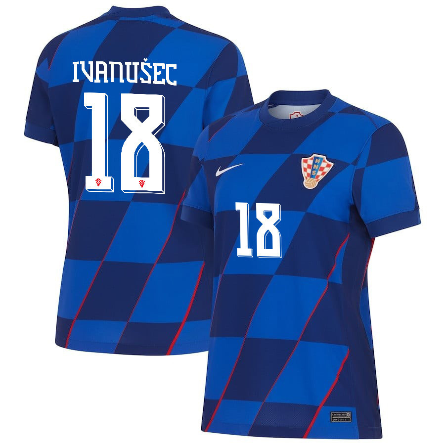 Luka Ivanušec 18 Croatia National Team 2024 Away WOMEN Jersey - Blue