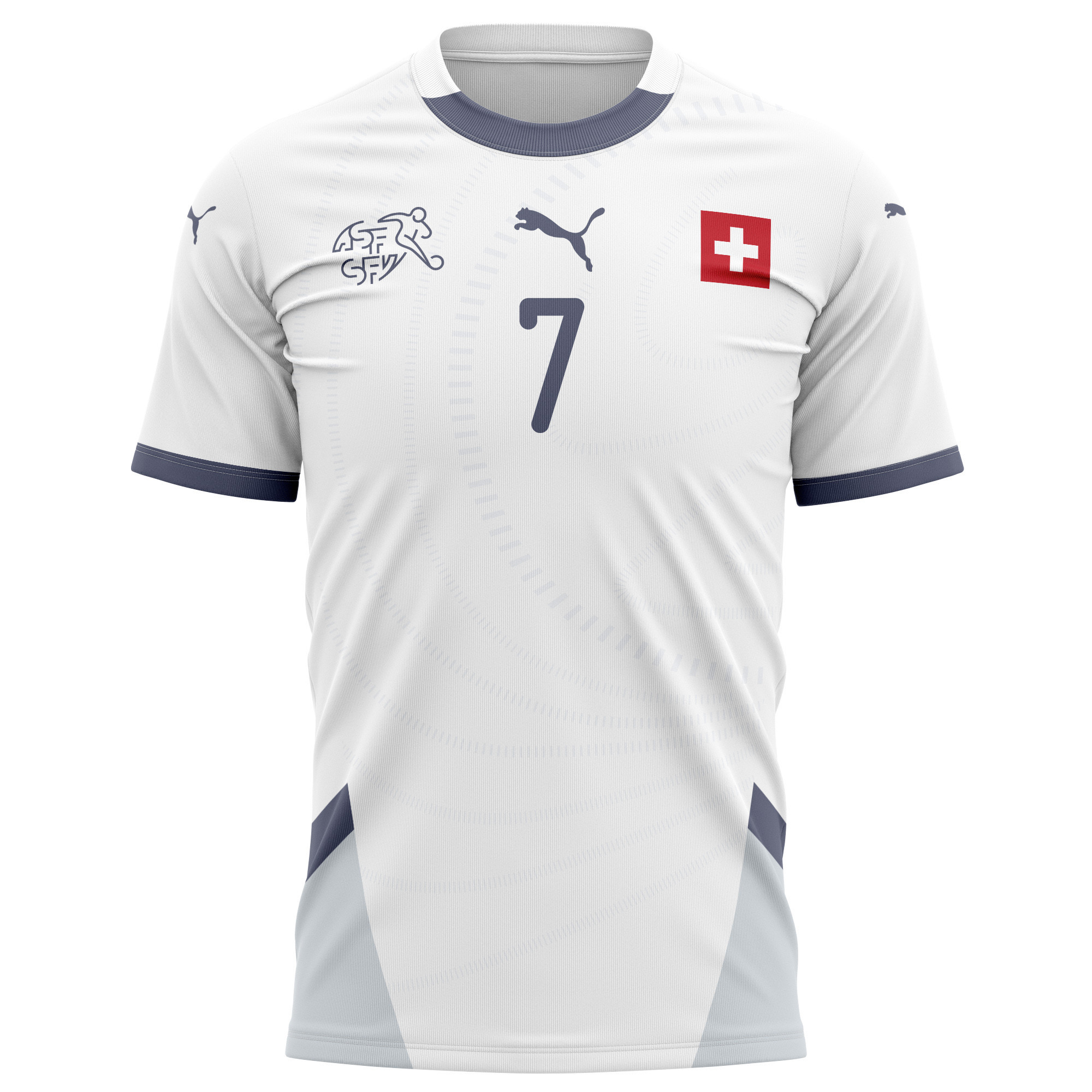 Zeki Amdouni 7 Switzerland National Team 2024/25 Away Kits AOP T-shirt - White