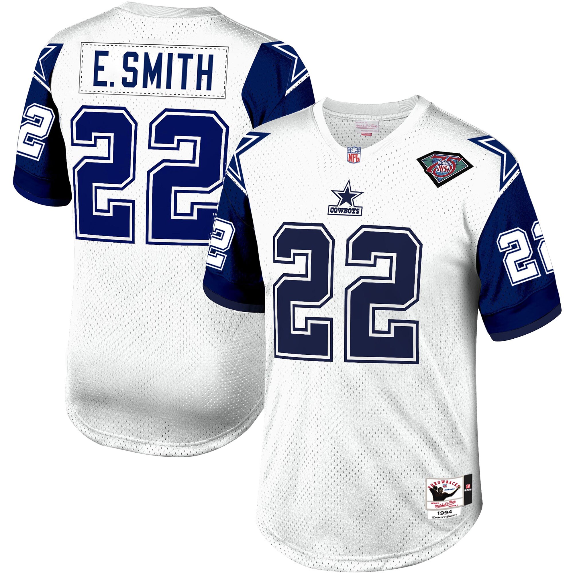 Emmitt Smith Dallas Cowboys 1996 Mitchell & Ness Authentic Throwback Retired Player Jersey - White