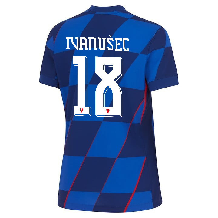 Luka Ivanušec 18 Croatia National Team 2024 Away WOMEN Jersey - Blue