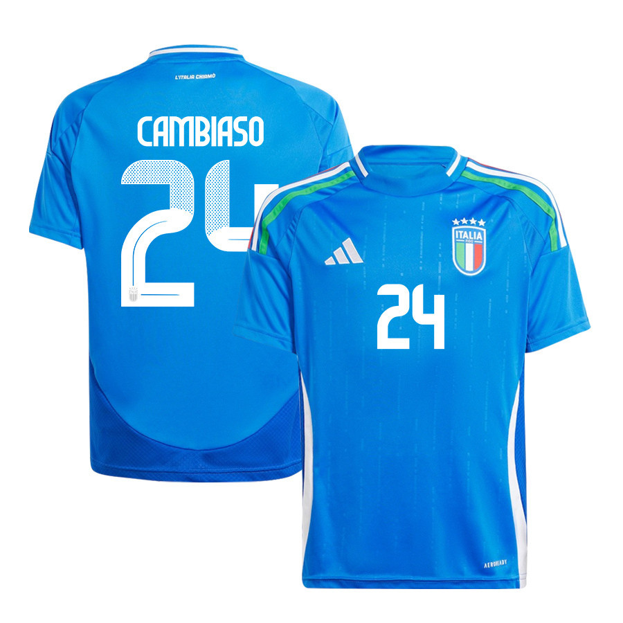 Andrea Cambiaso 24 Italy National Team 2024/25 Home YOUTH Jersey - Blue
