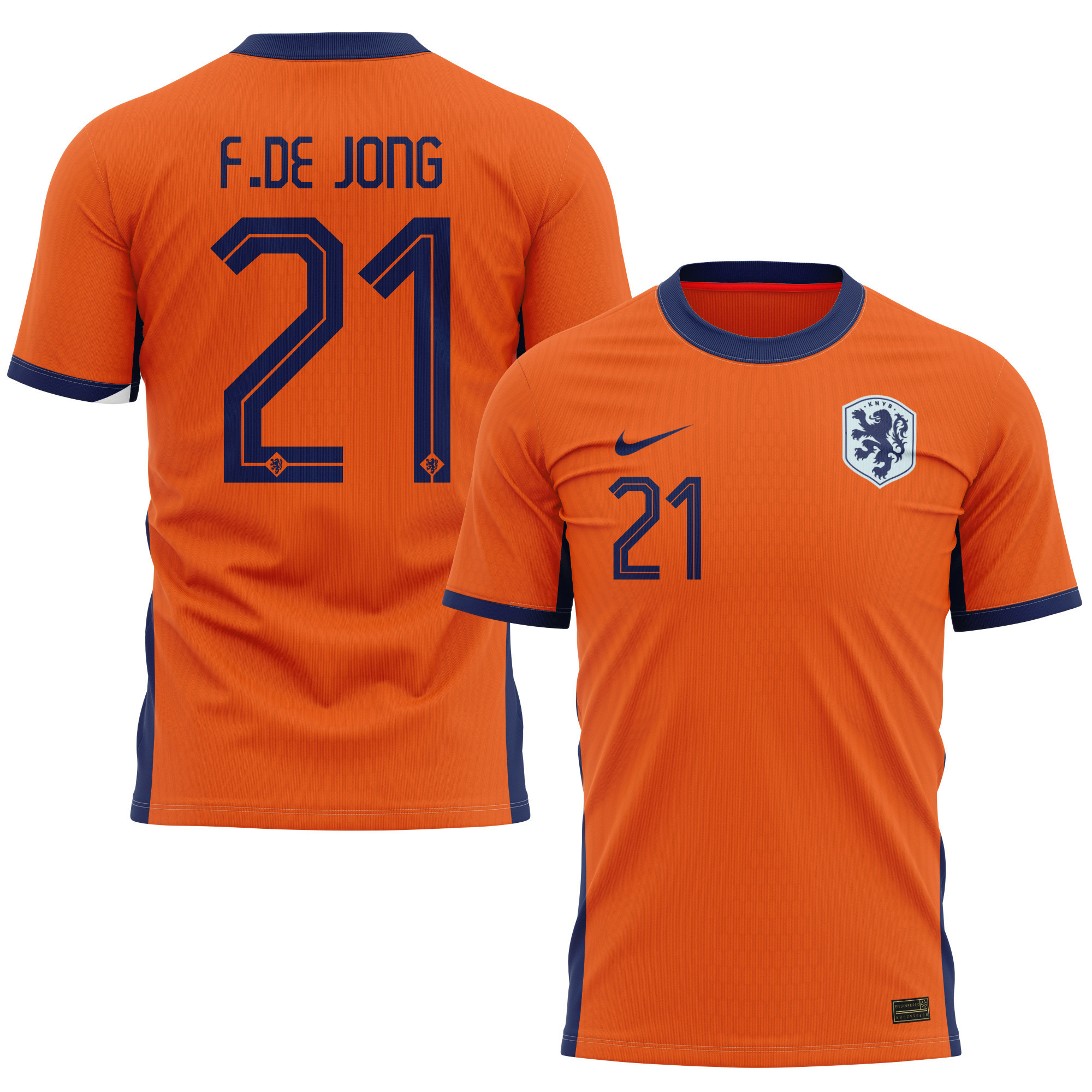 Frenkie de Jong 21 Netherlands National Team 2024 Home Kits AOP T-shirt - Orange