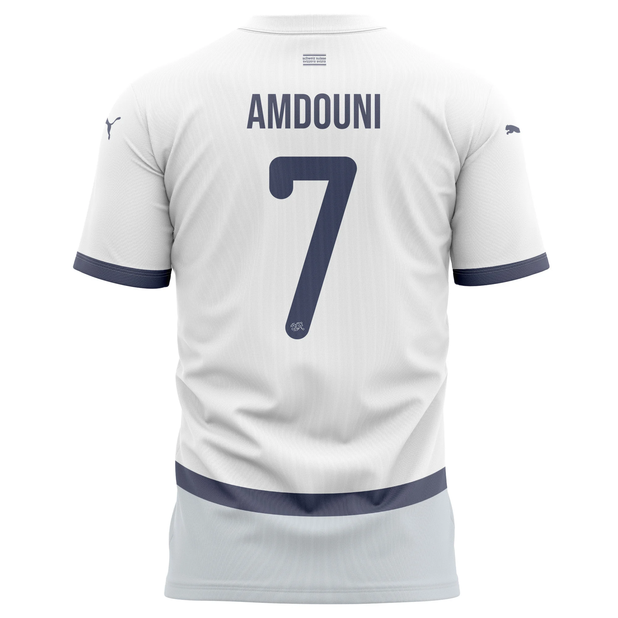 Zeki Amdouni 7 Switzerland National Team 2024/25 Away Kits AOP T-shirt - White