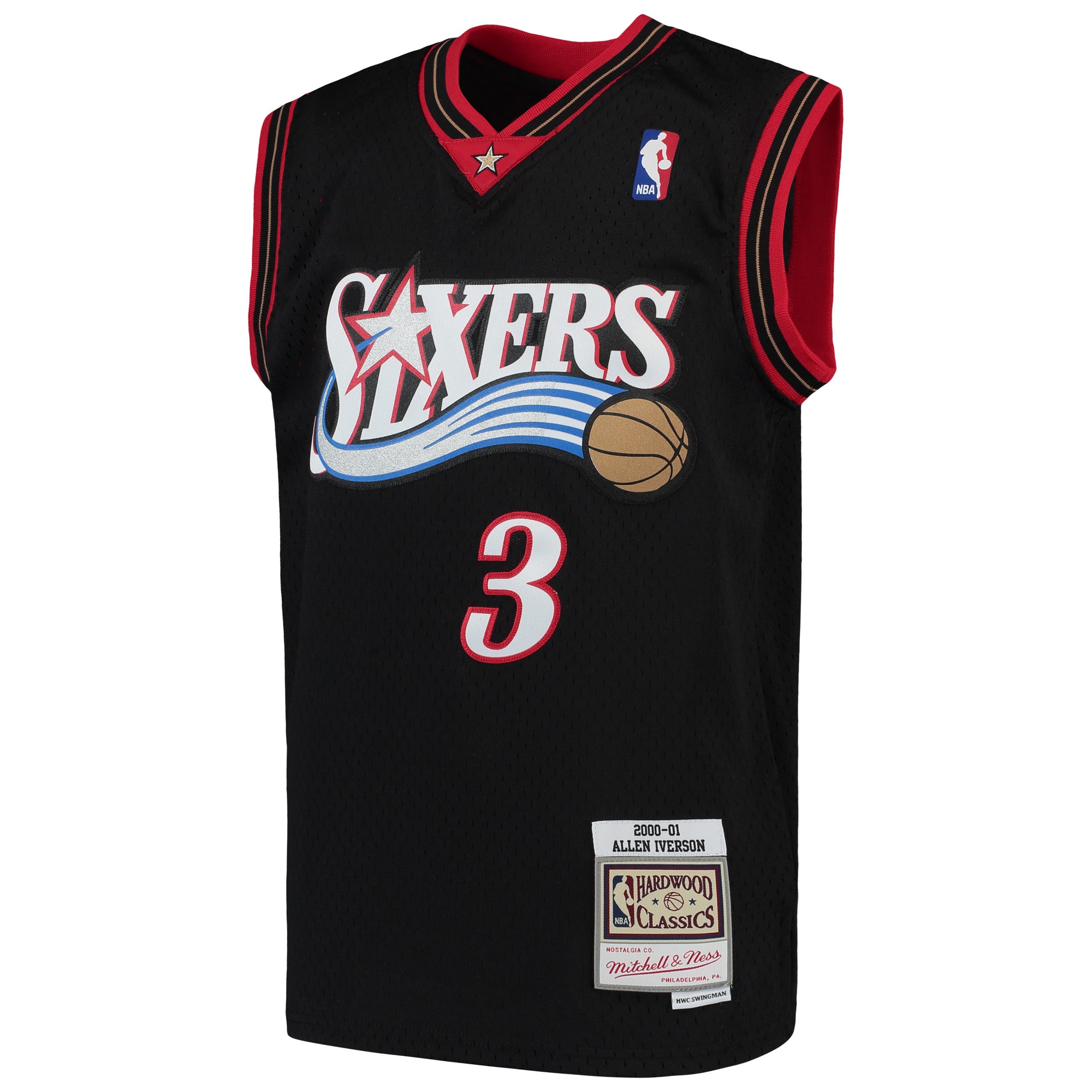 Allen Iverson Philadelphia 76ers Mitchell & Ness Youth Hardwood Classics Swingman Throwback Jersey - Black