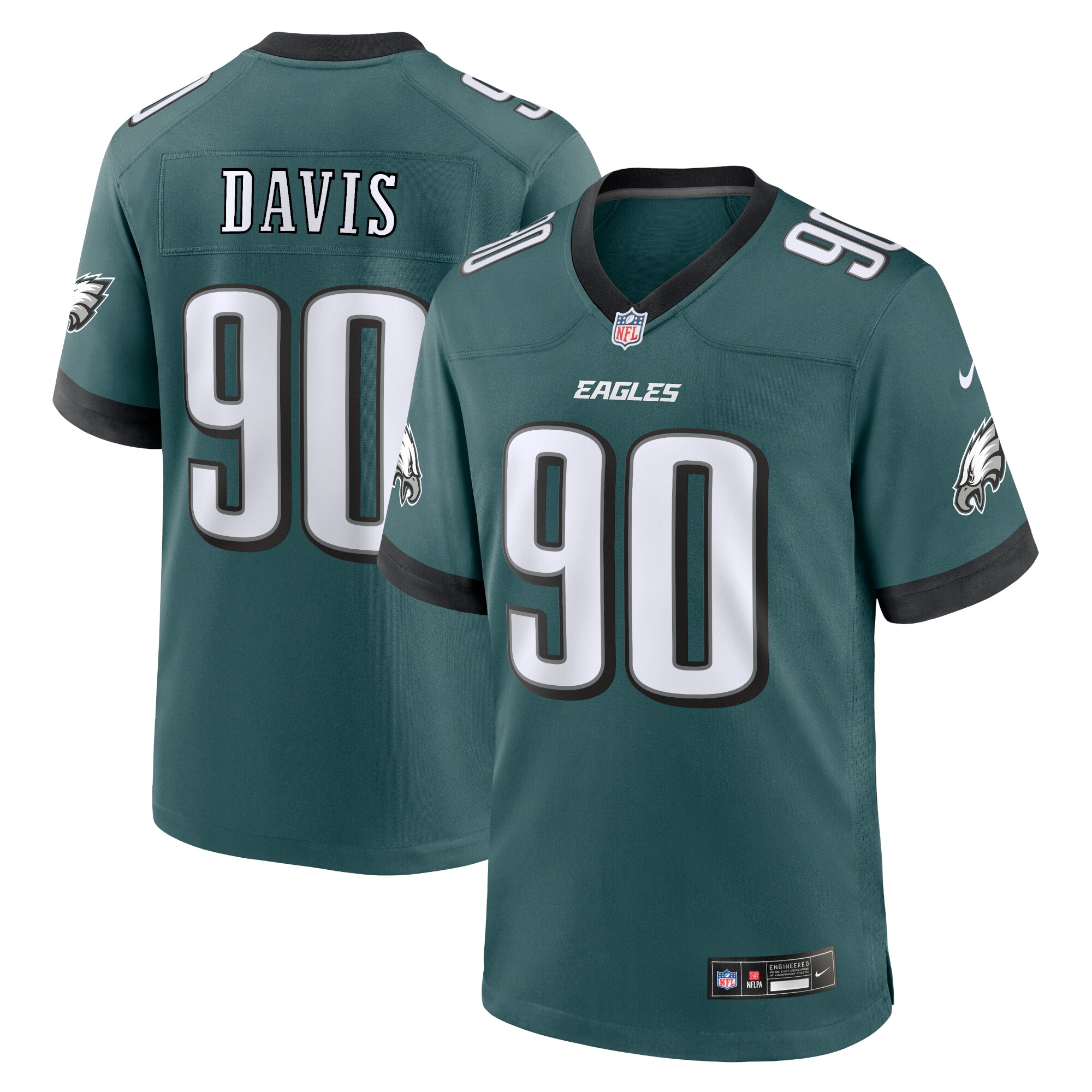 Jordan Davis Philadelphia Eagles  Team Game Jersey - Midnight Green