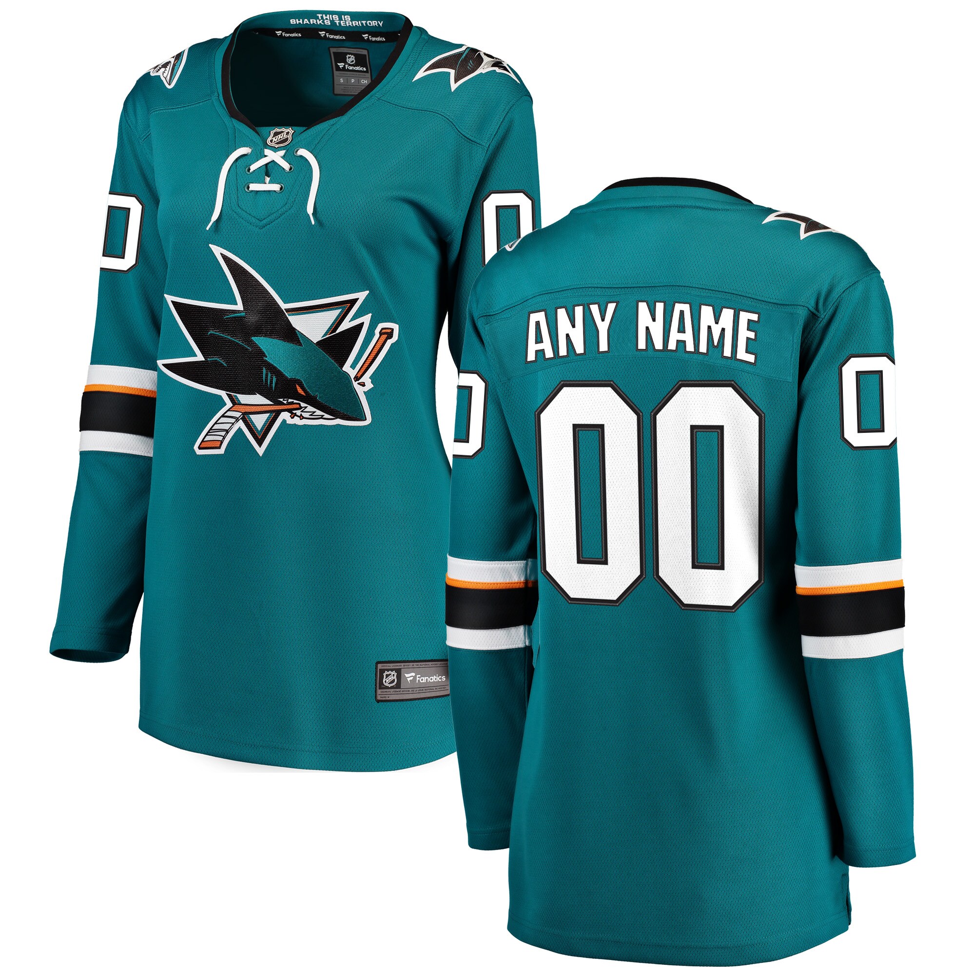 San Jose Sharks Fanatics Women's Home Breakaway Custom Jersey - Teal