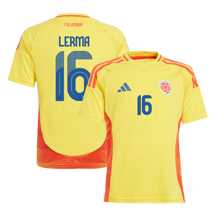 Jefferson Lerma 16 Colombia National Team 2024/25 Home YOUTH Jersey - Yellow