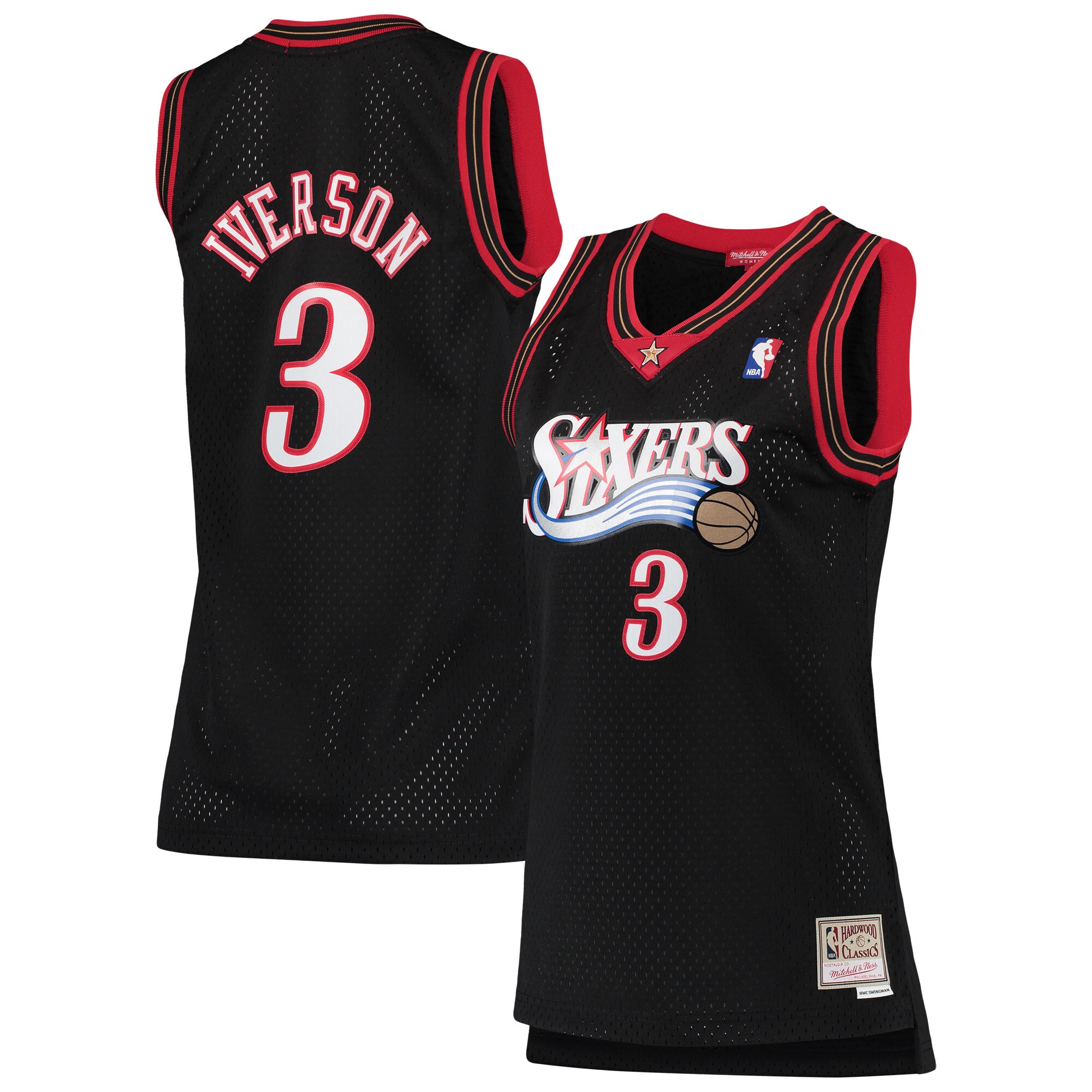 Allen Iverson Philadelphia 76ers Mitchell & Ness Women's 2000\/01 Hardwood Classics Swingman Jersey - Black