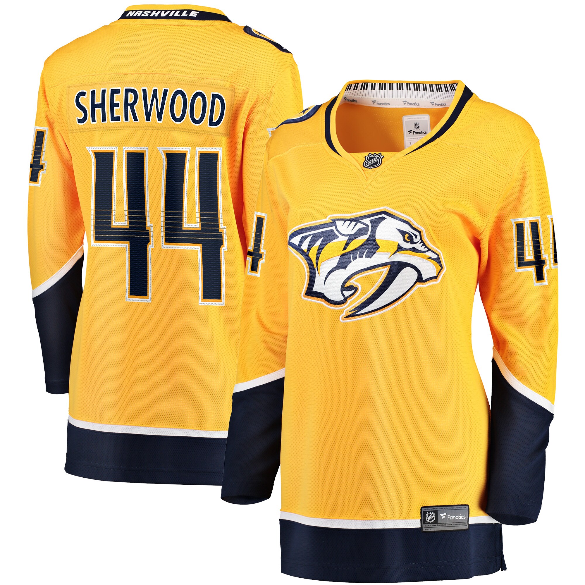 Kiefer Sherwood Nashville Predators Fanatics Women's Home Breakaway Player Jersey - Gold