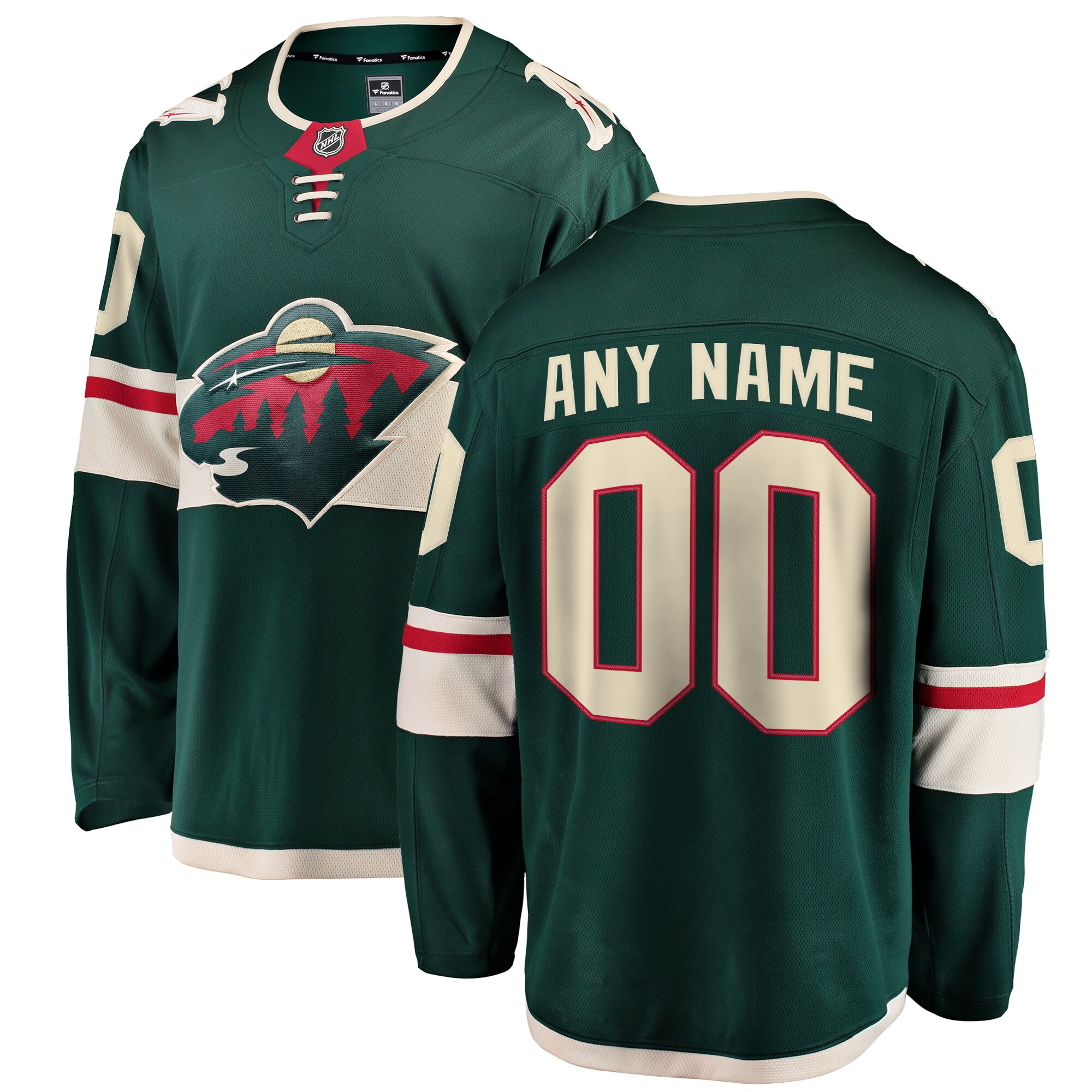 Minnesota Wild Fanatics Home Breakaway Custom Jersey - Green
