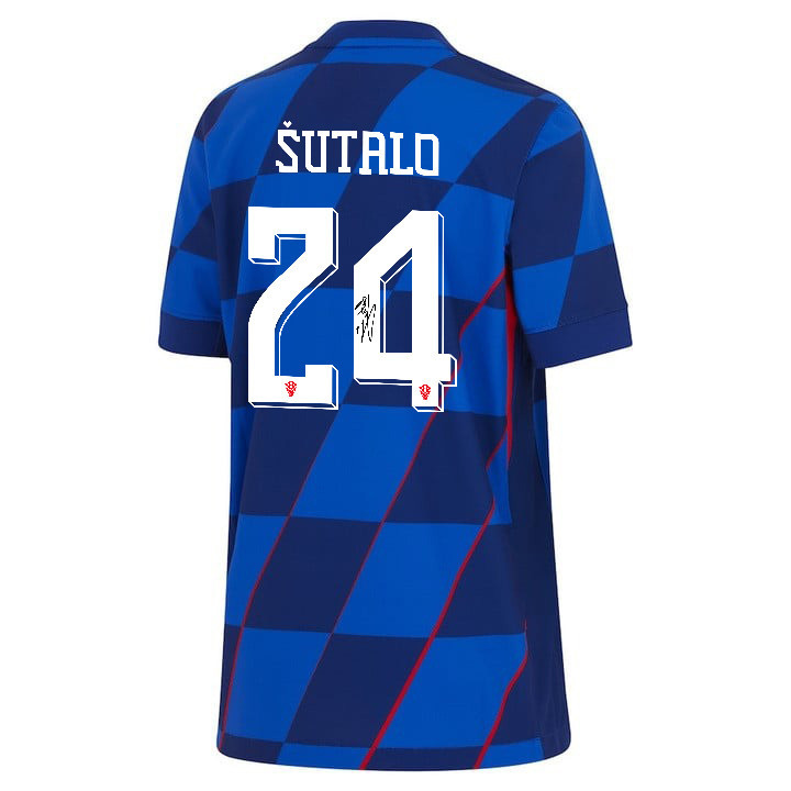 Josip Šutalo 24 Signed Croatia National Team 2024 Away YOUTH Jersey Autographed - Navy