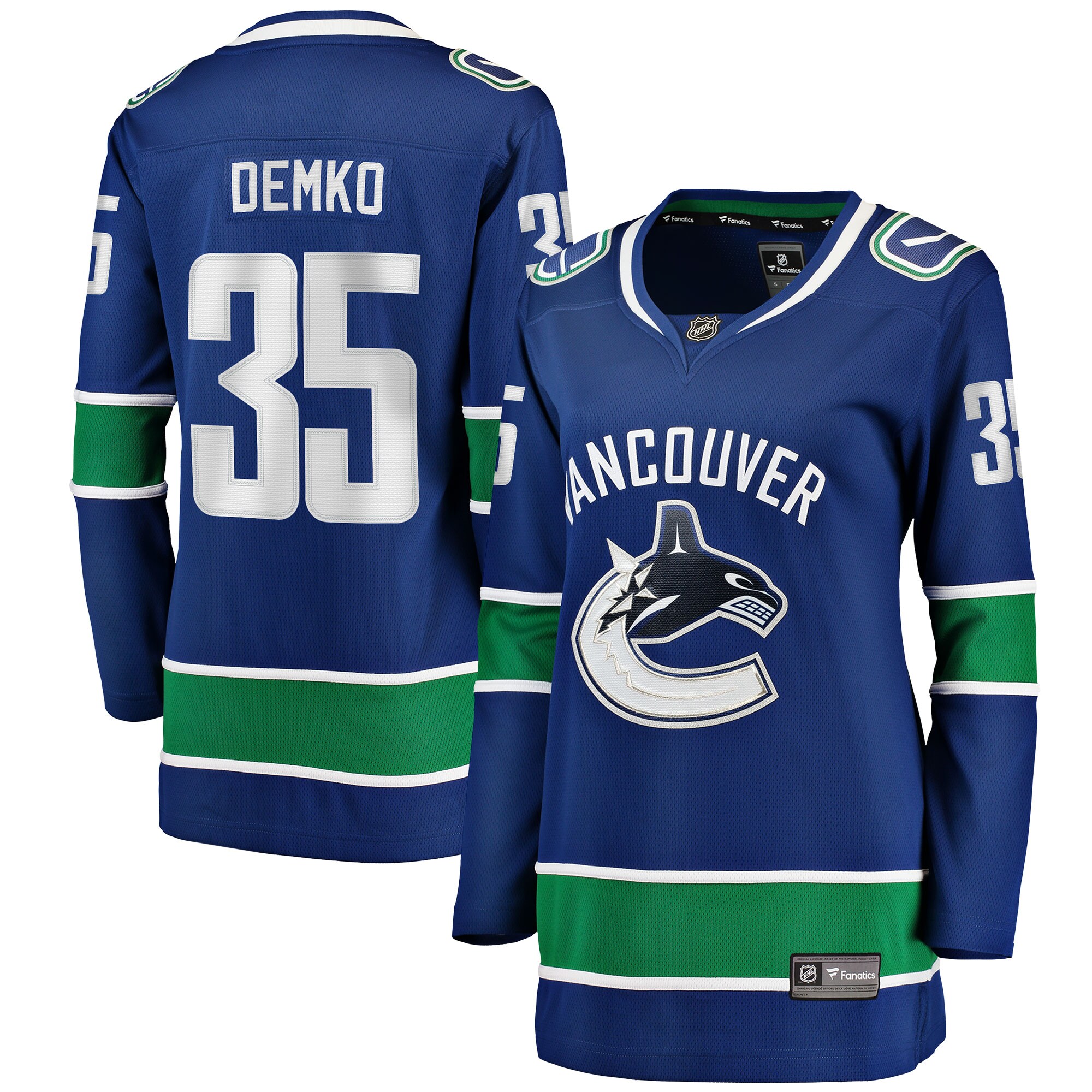 Thatcher Demko Vancouver Canucks Fanatics Women's Home Breakaway Player Jersey - Blue