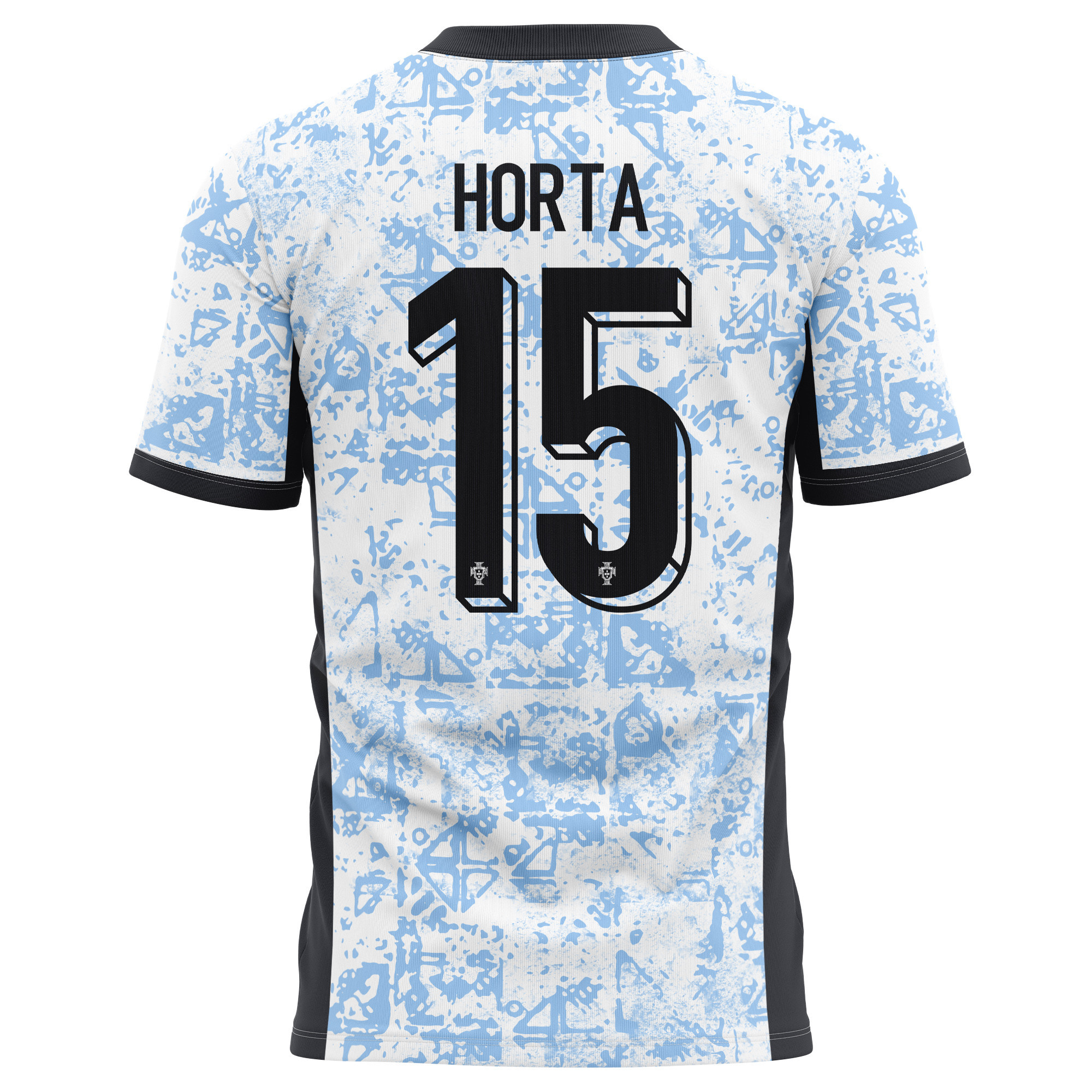 Ricardo Horta 15 Portugal National Team 2024/25 Away Kits AOP T-shirt - Cream/Blue