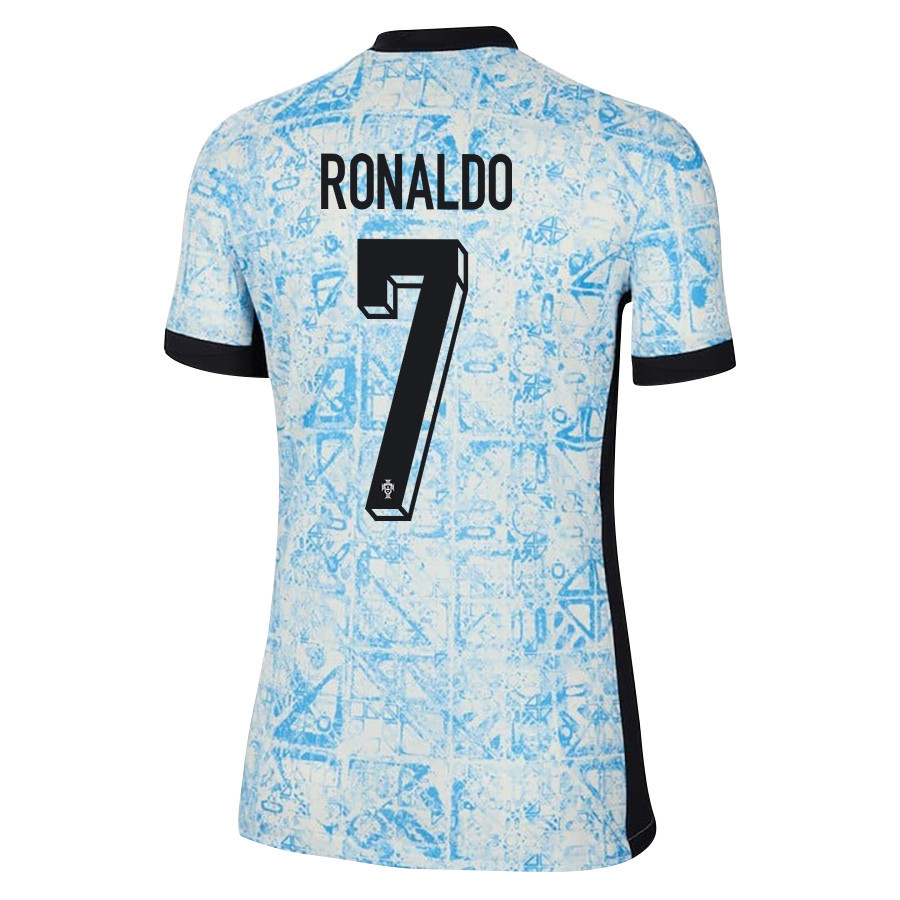 Cristiano Ronaldo 7 Portugal National Team 2024/25 Away WOMEN Jersey - Cream/Blue