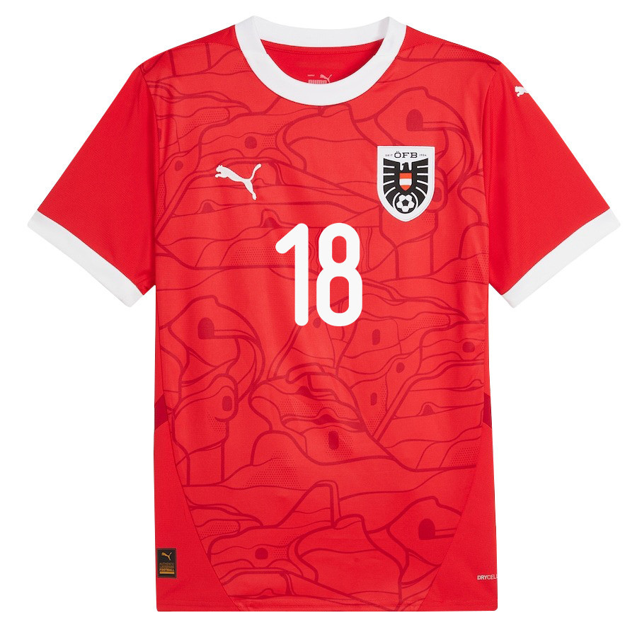Romano Schmid 18 Austria National Team 2024/25 Home Men Jersey - Red