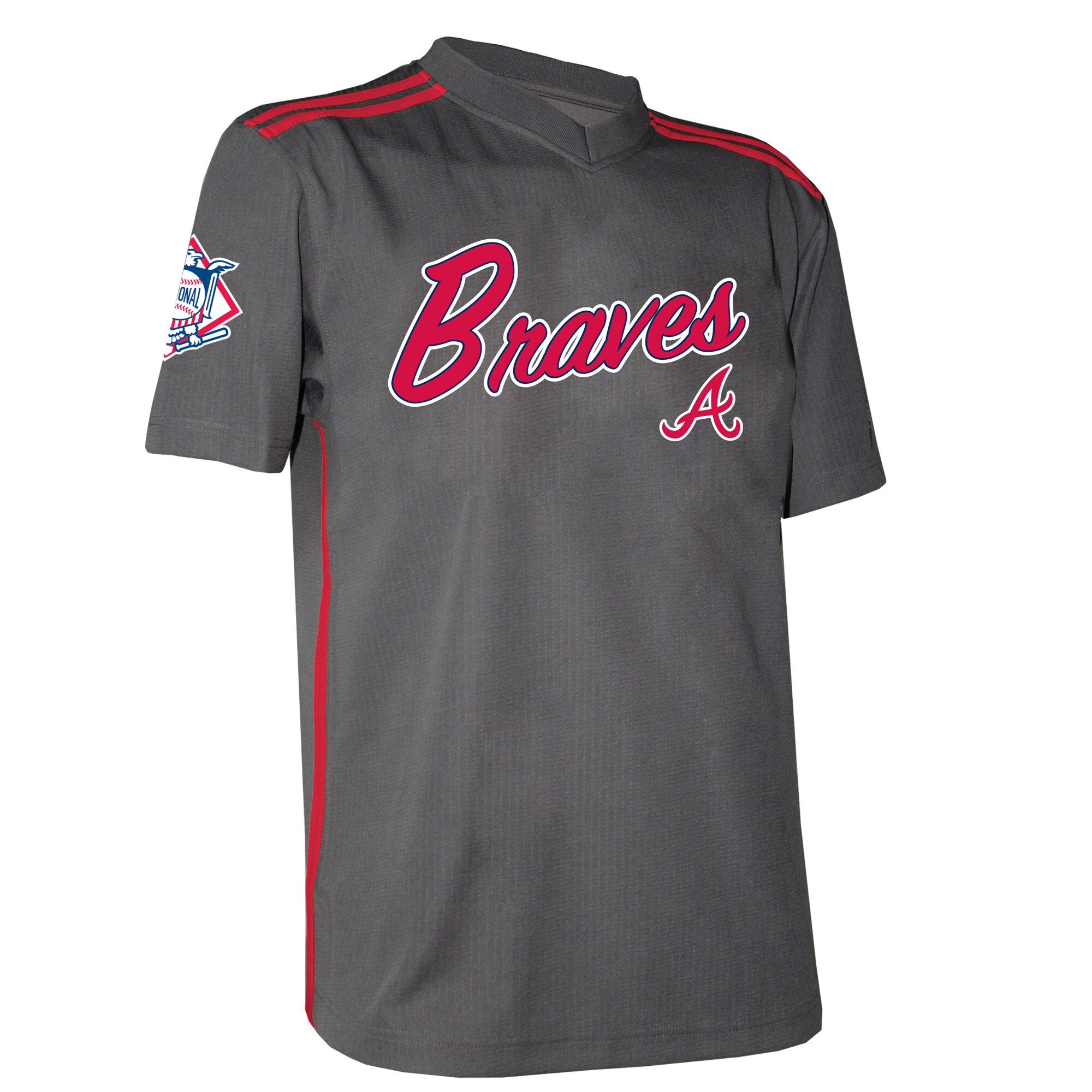Atlanta Braves Stitches Youth Team V-Neck Jersey - Charcoal