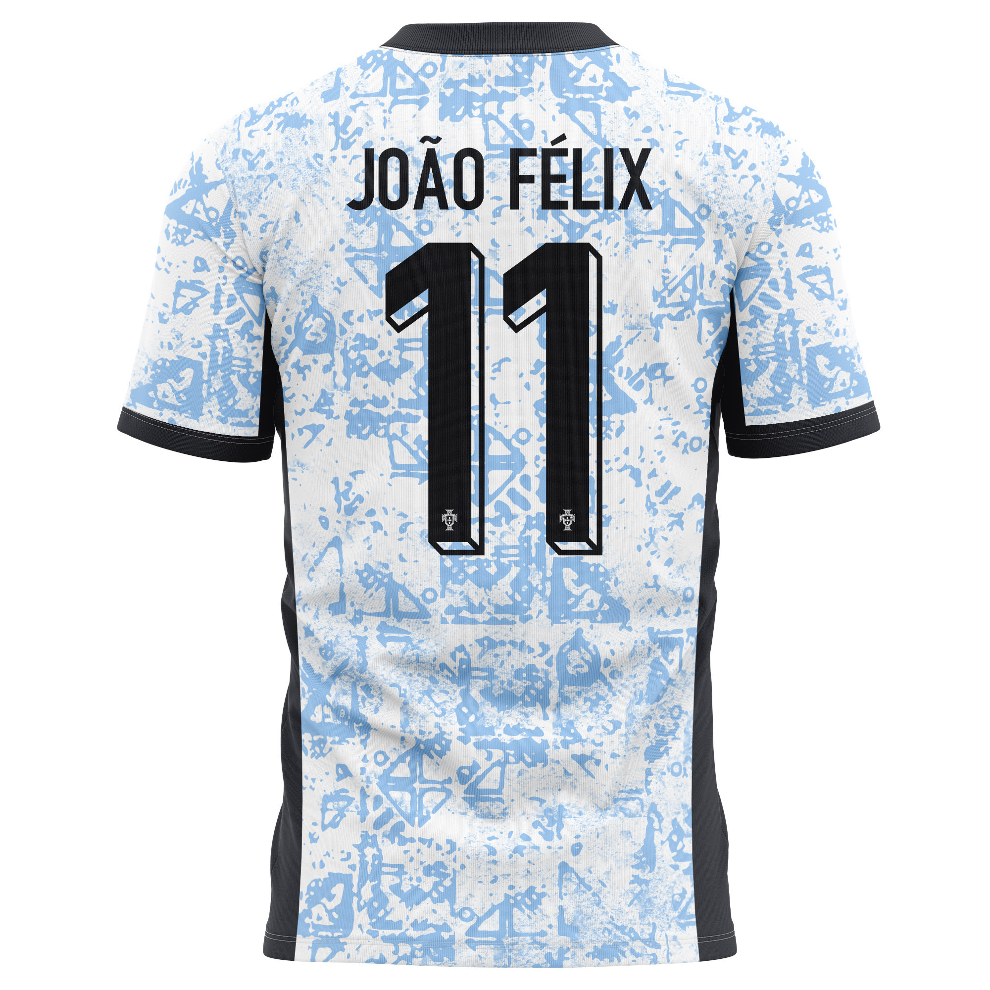 João Félix 11 Portugal National Team 2024/25 Away Kits AOP T-shirt - Cream/Blue