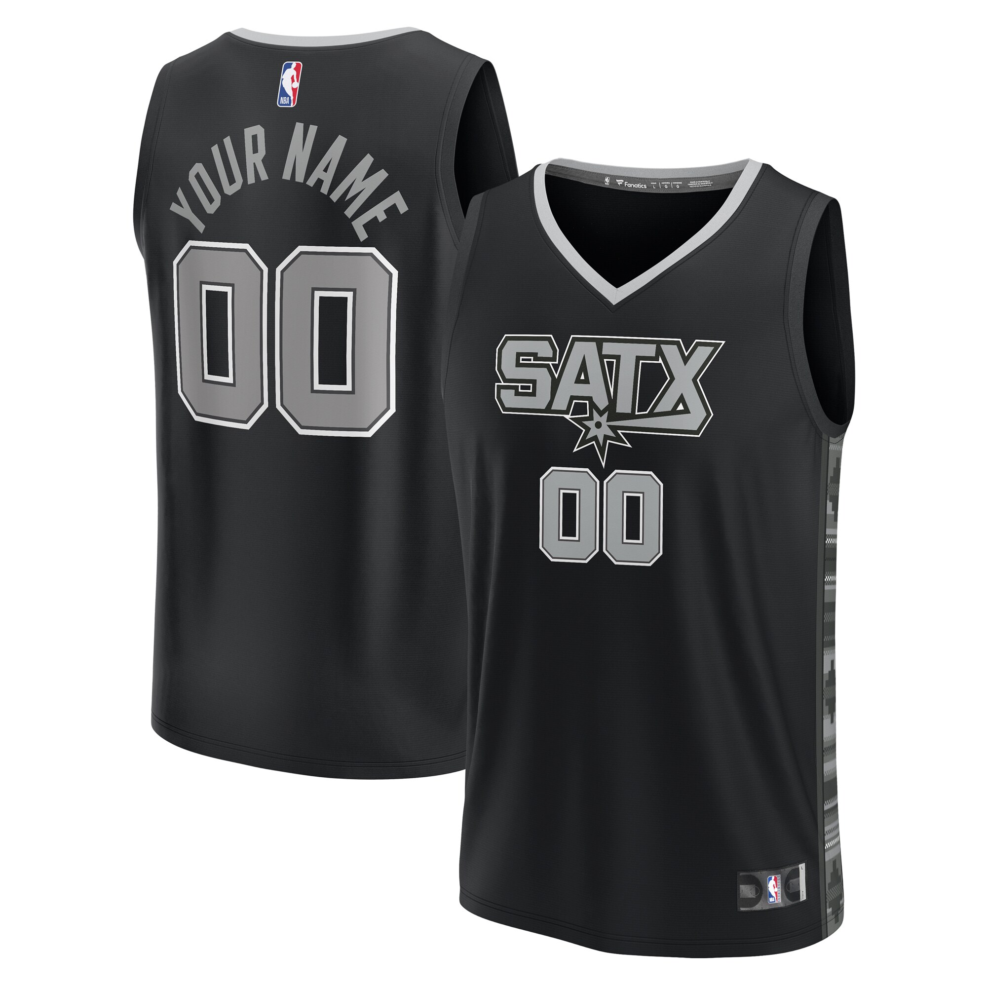 San Antonio Spurs Fanatics Youth Fast Break Replica Custom Jersey - Statement Edition - Black