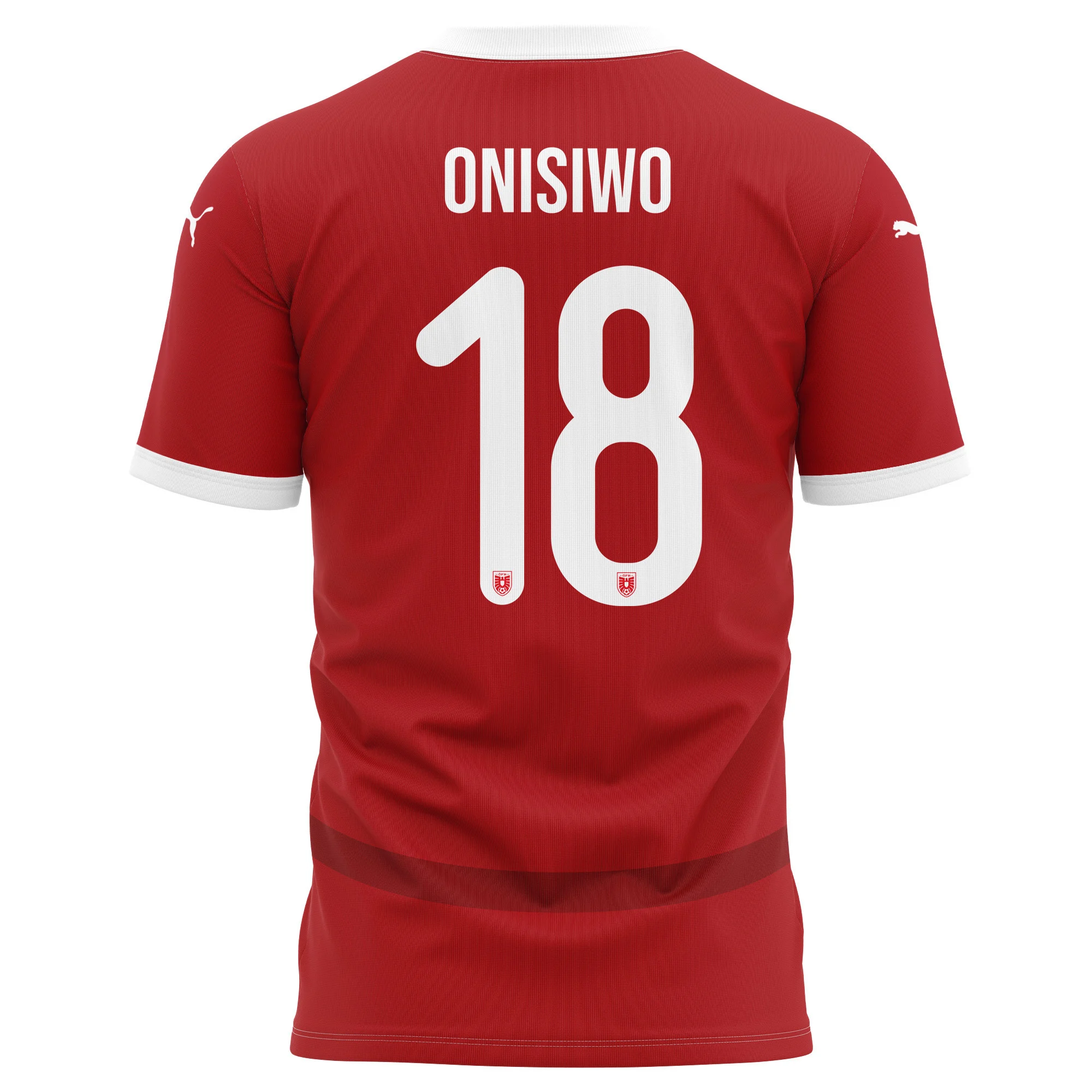 Karim Onisiwo 18 Austria National Team 2024/25 Home Kits AOP T-shirt - Red