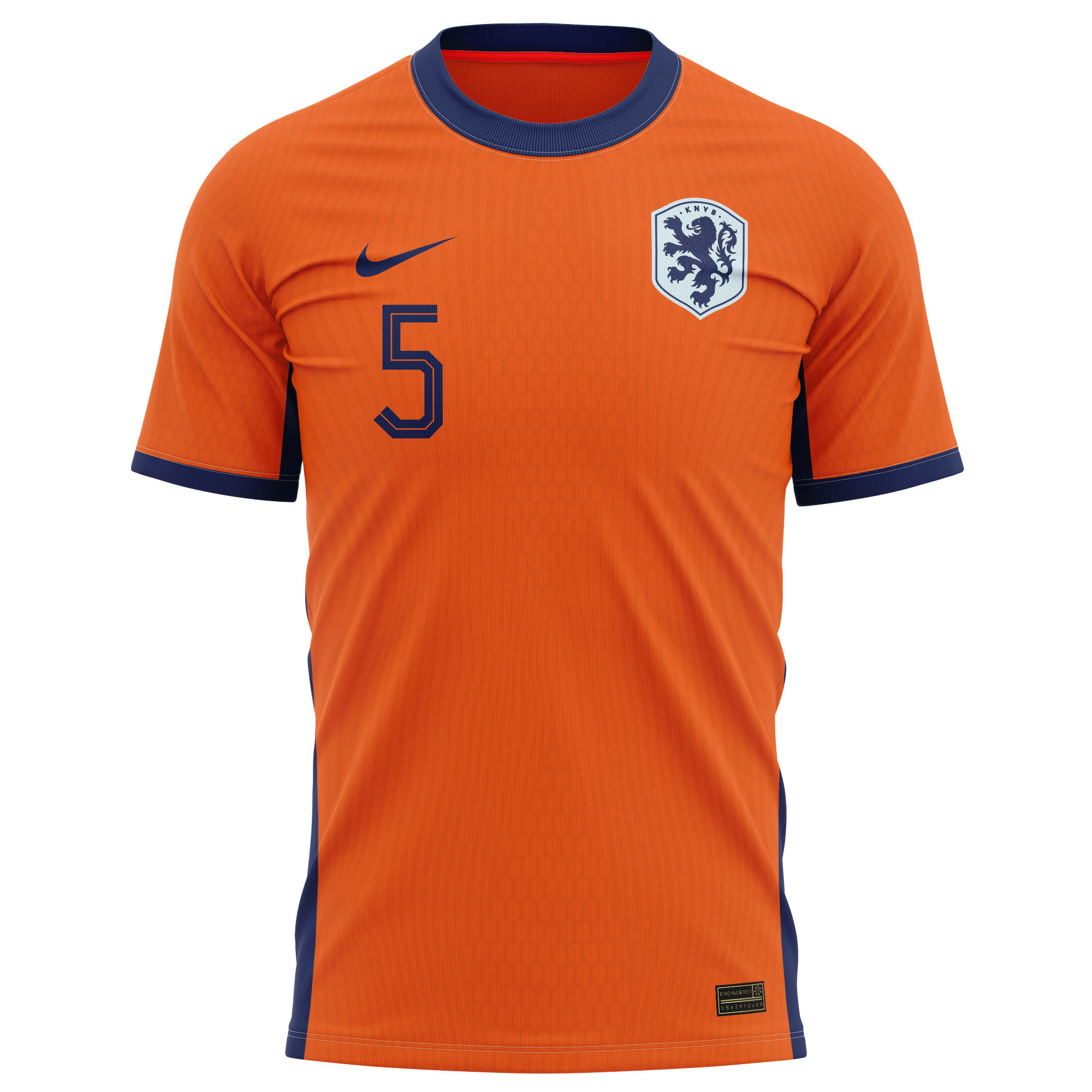 Jorrel Hato 5 Netherlands National Team 2024 Home Kits AOP T-shirt - Orange