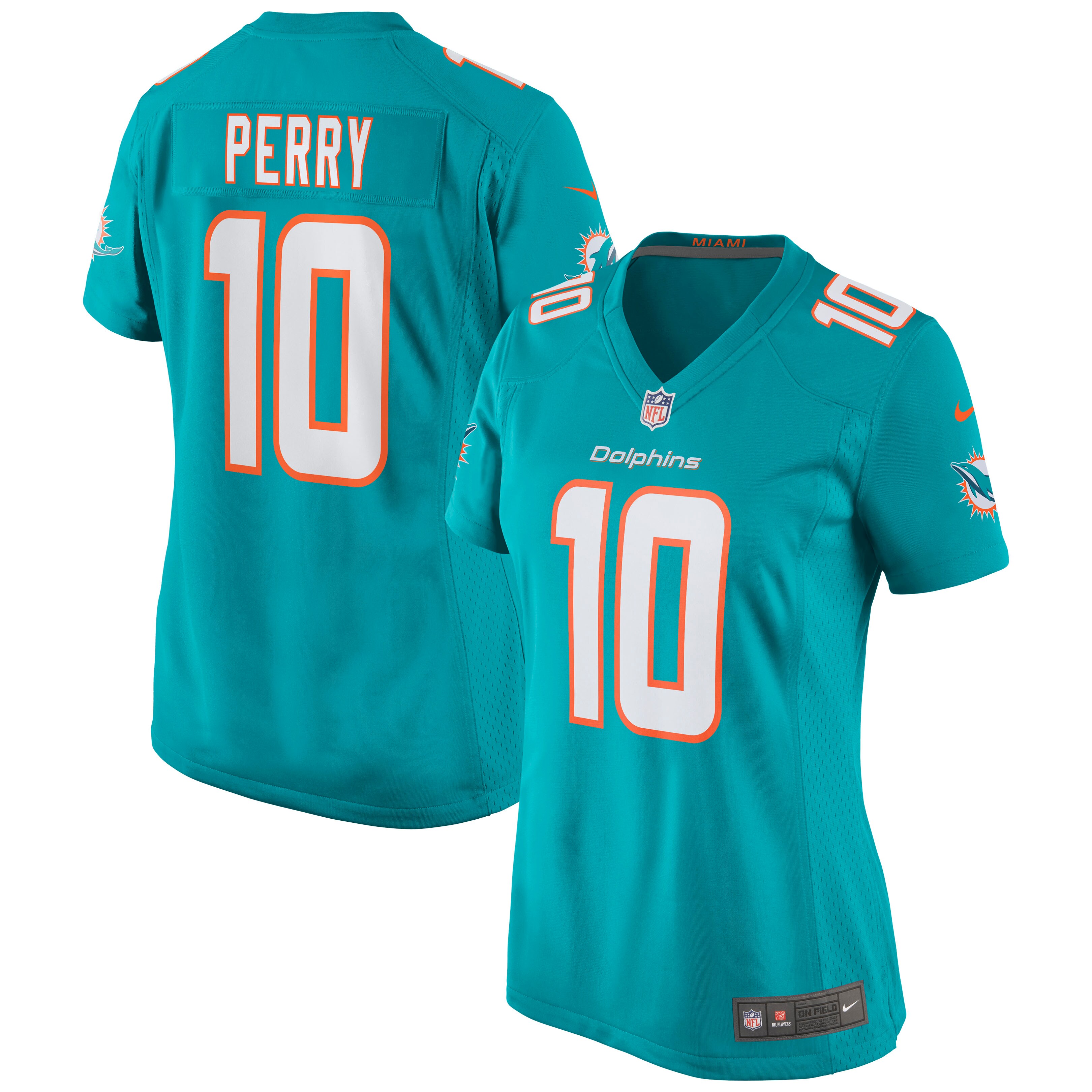 Malcolm Perry Miami Dolphins  Women's Game Jersey - Aqua