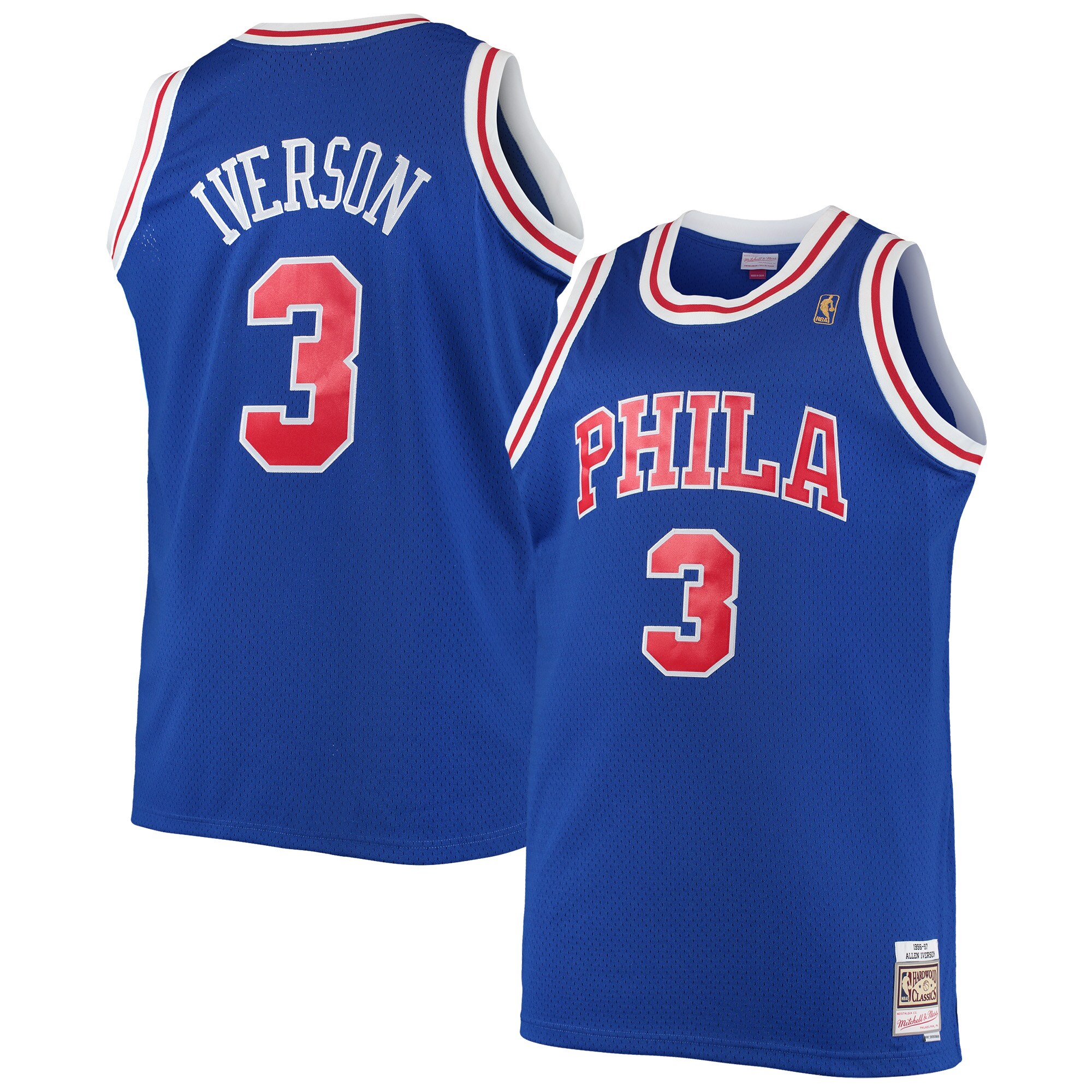 Allen Iverson Philadelphia 76ers Mitchell & Ness 1996\/97 Big & Tall Hardwood Classics Swingman Jersey - Royal