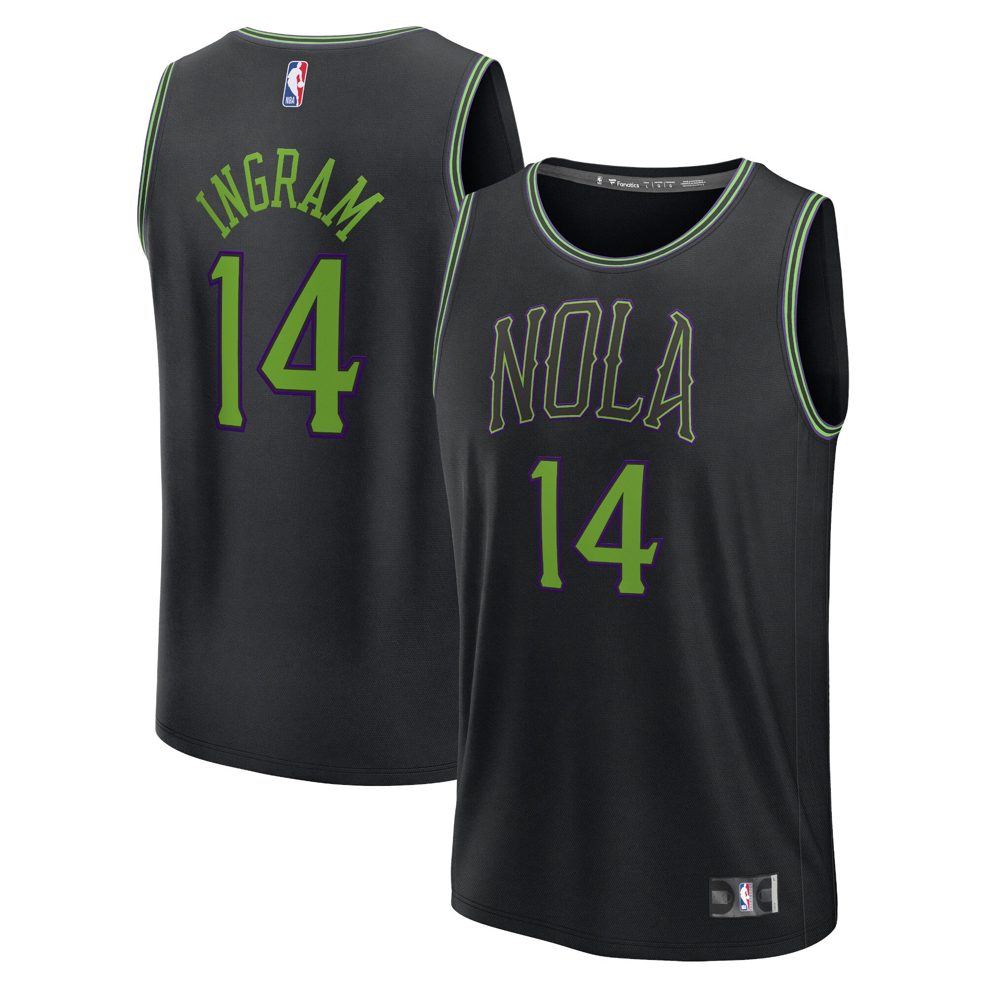 Brandon Ingram New Orleans Pelicans Fanatics Youth Fast Break Jersey - Black - City Edition